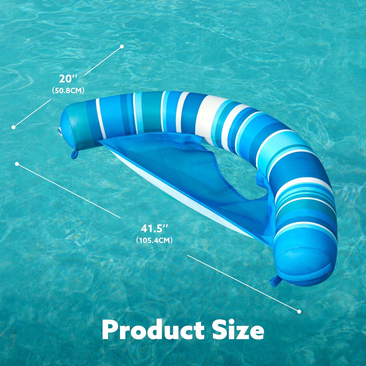 Sloosh Inflatable Pool Floats Chairs – 2-Pack Adults with Stripes (Blue & Green)
