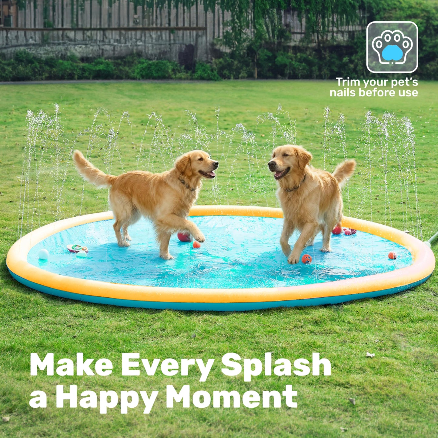 Sloosh 120-inch Non-Slip Splash Pad Sprinkler – Outdoor Water Play Mat (Orange & Blue)