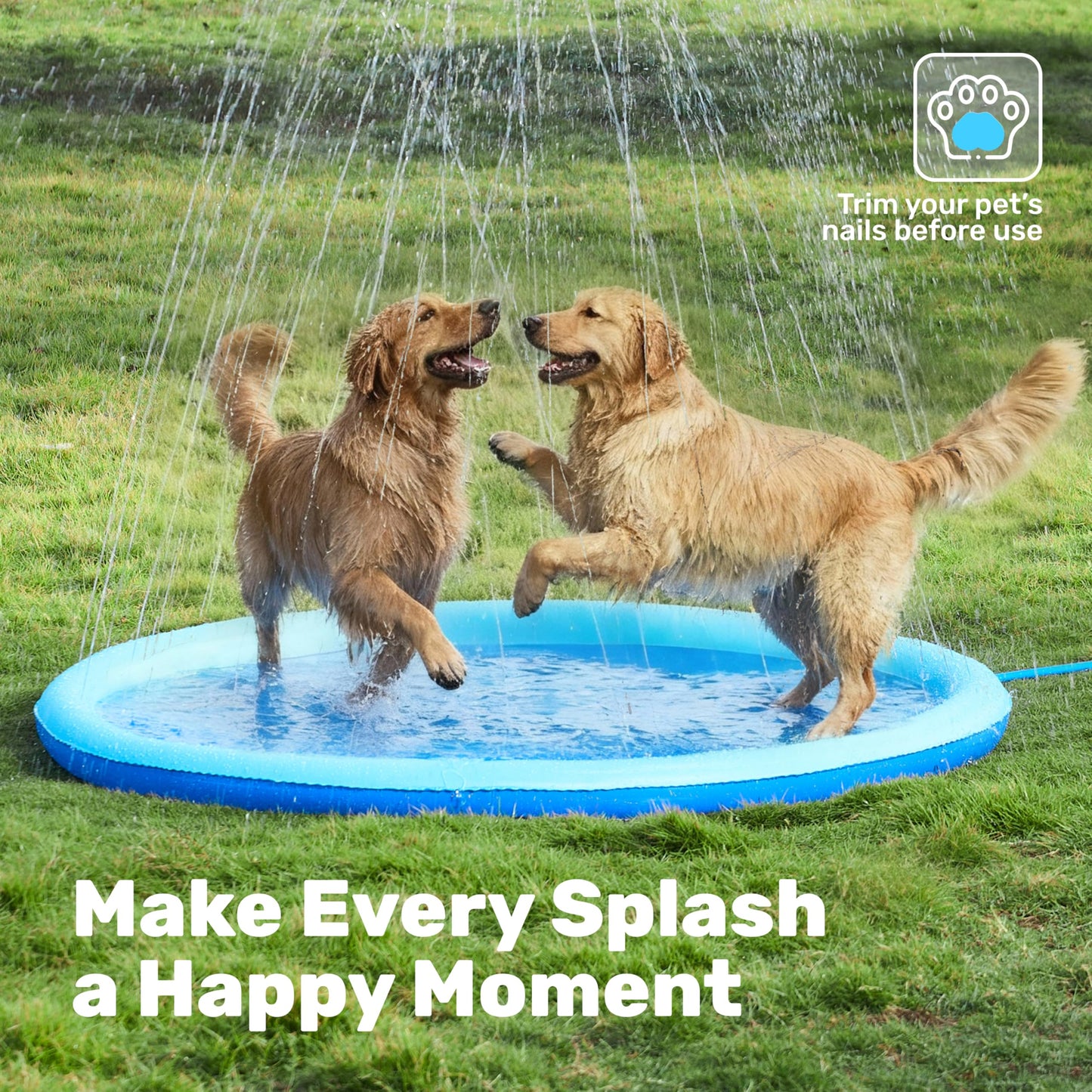 Sloosh 72-inch Non-Slip Splash Pad Sprinkler - Outdoor Water Play Mat for Kids, Pets & Parties