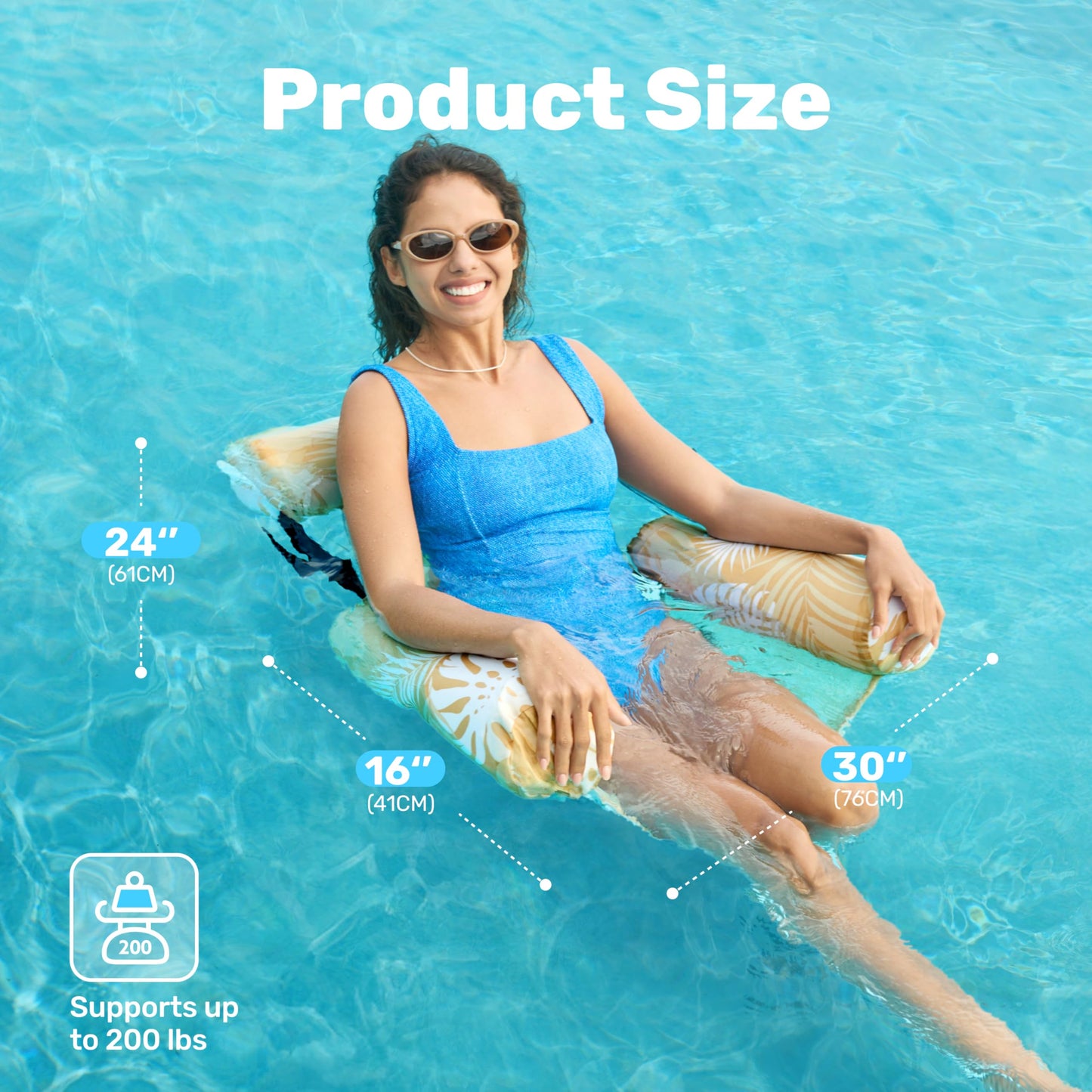 Sloosh Convertible Tropical Hammock Chair – Champagne Leaves Pool Float for Adults