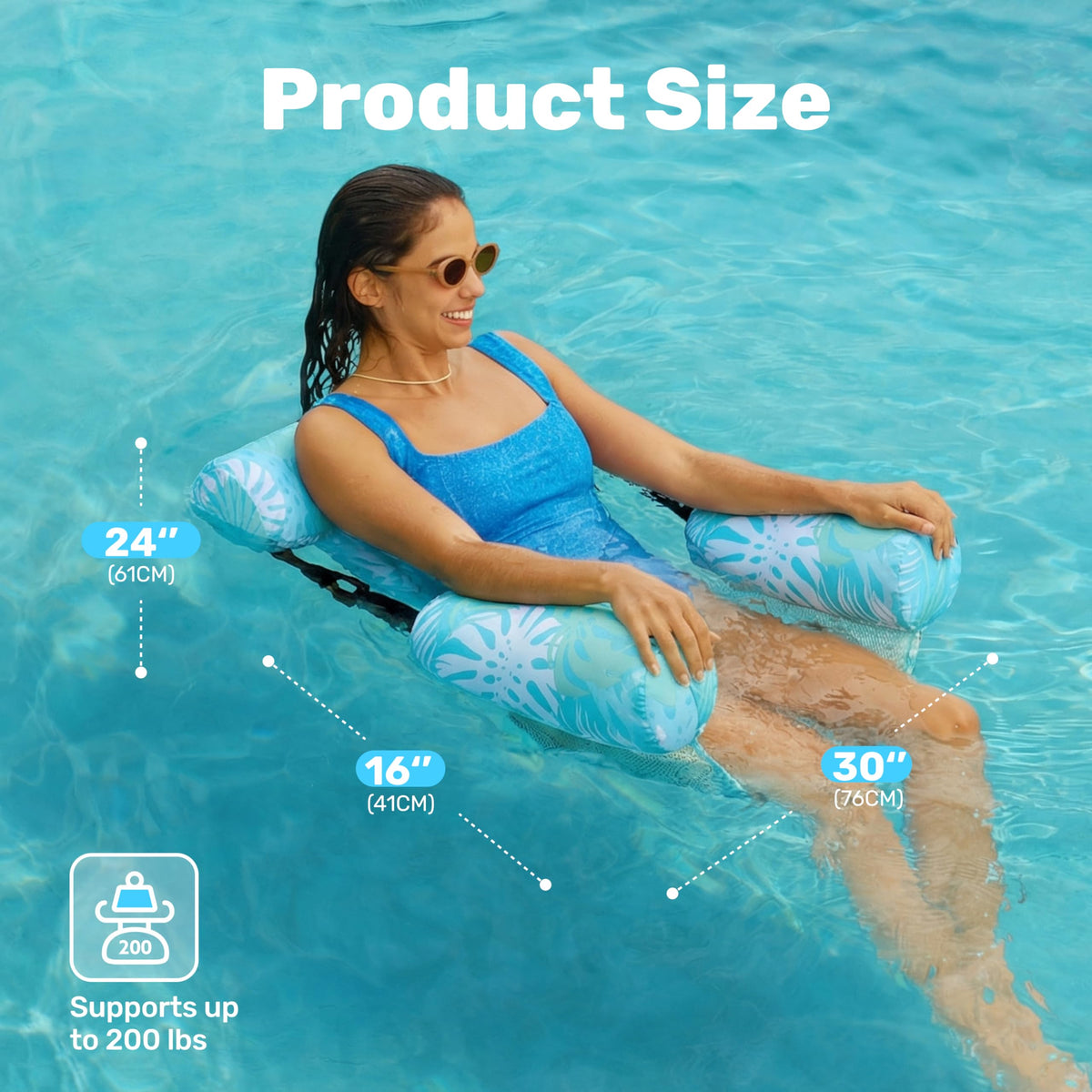 Sloosh Inflatable Pool Floats for Adults – 2-Pack Floating Lounge Chairs | Tropical Leaves Cyan & Pink