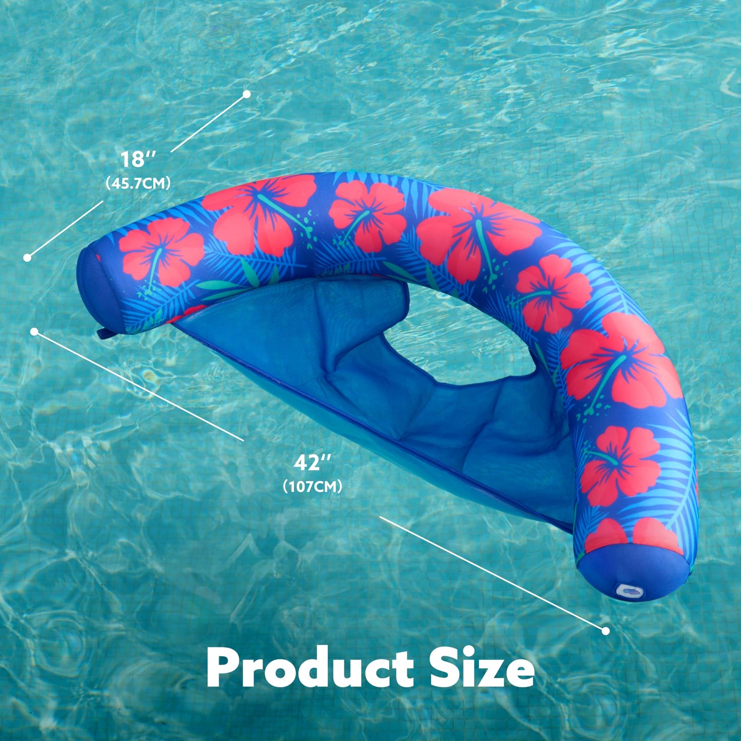 Sloosh Pool Float Chairs 2-Pack with Sling | Soft Fabric Noodle Chair – Flower Leaves