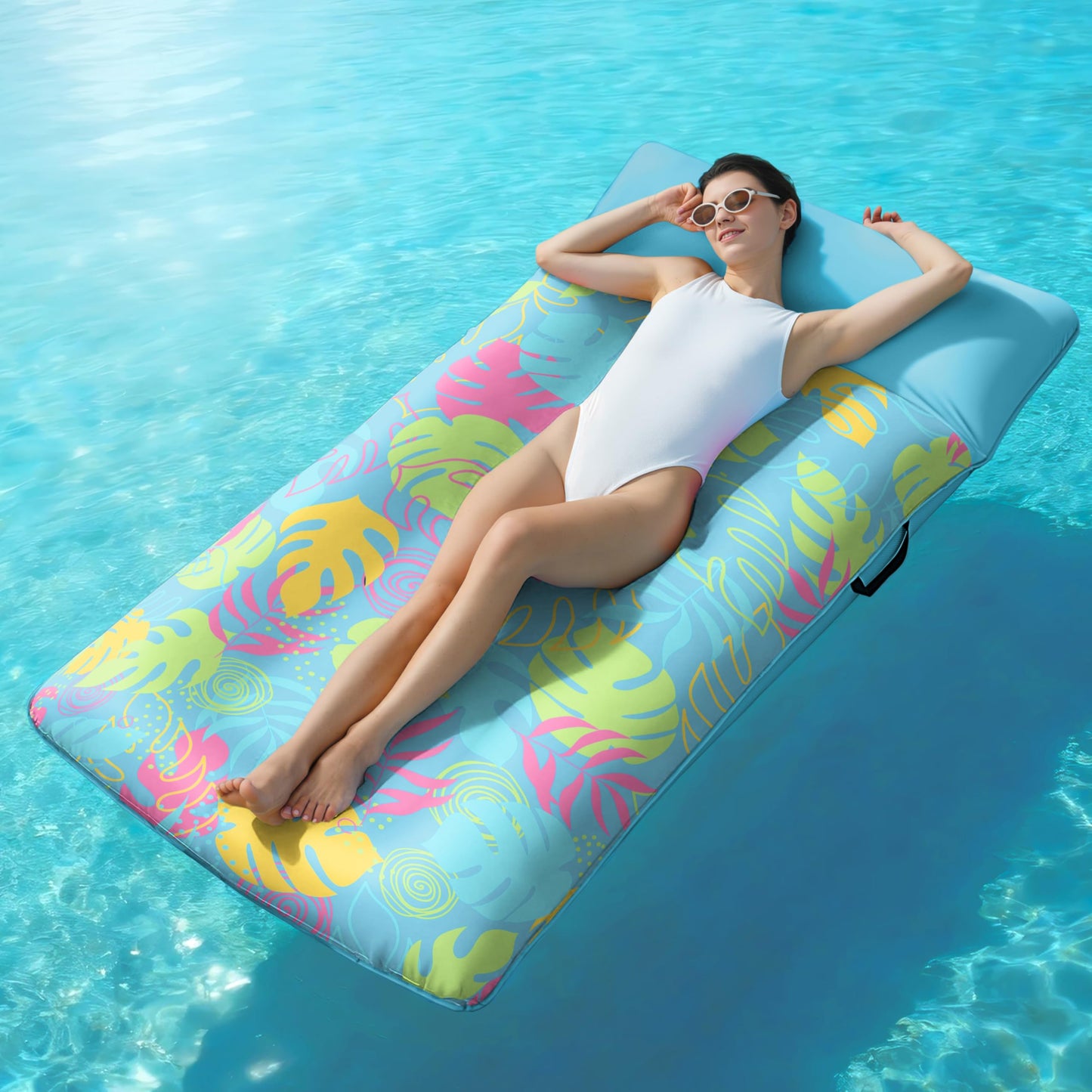 SLOOSH XL Fabric Covered Pool Float Lounger – 68x34 in, Headrest, Ultra Comfort