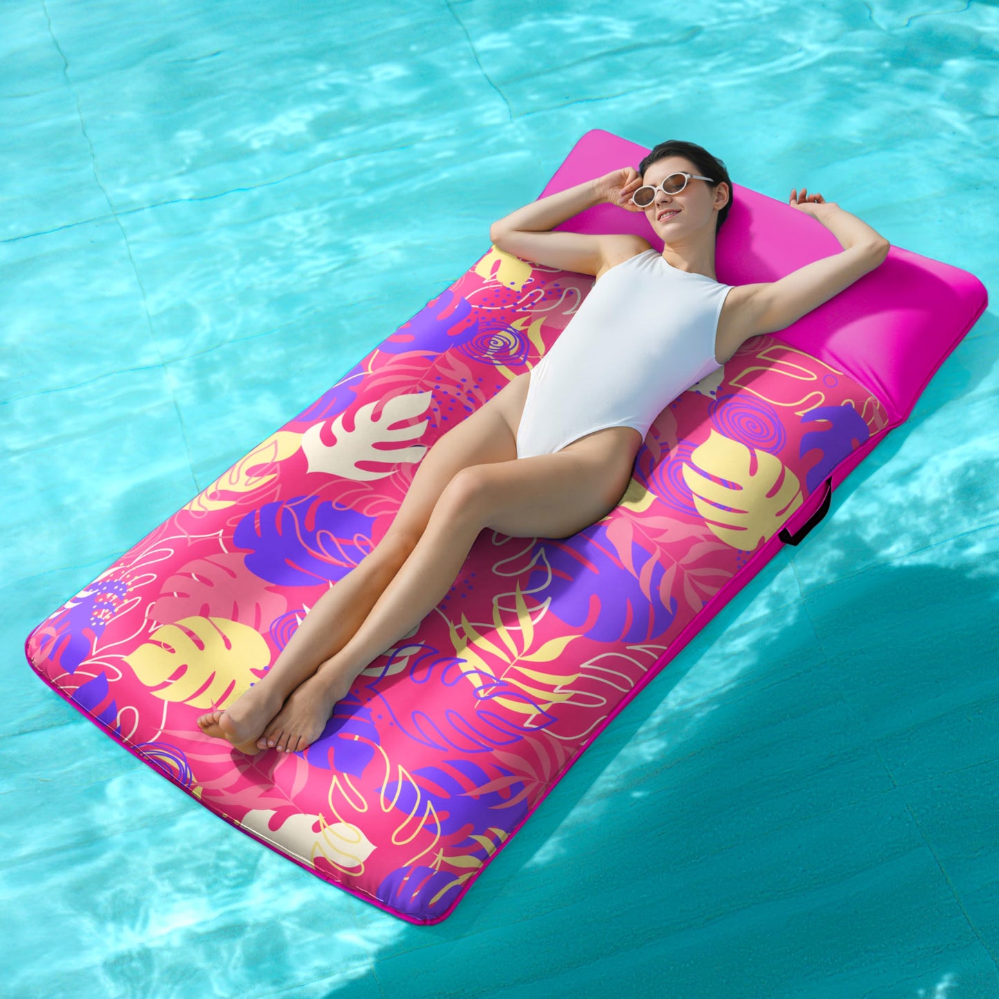SLOOSH XL Fabric Covered Pool Float – 68 x 34 in Pink with Headrest