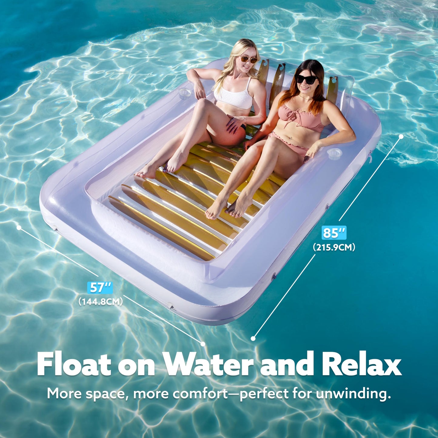 Sloosh Inflatable Tanning Pool Lounger Float – 85x57 XL Sunbathing Bed with Pillow