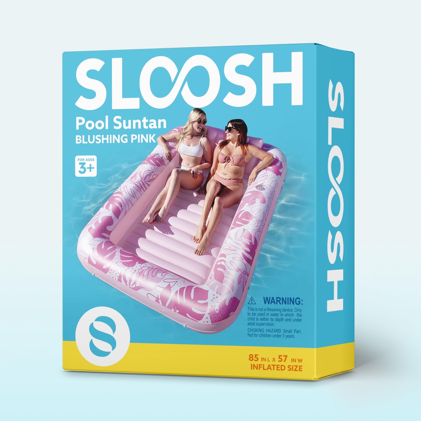 SLOOSH Inflatable Tanning Pool Lounger Float – XL 85x57 in, Blushing Pink