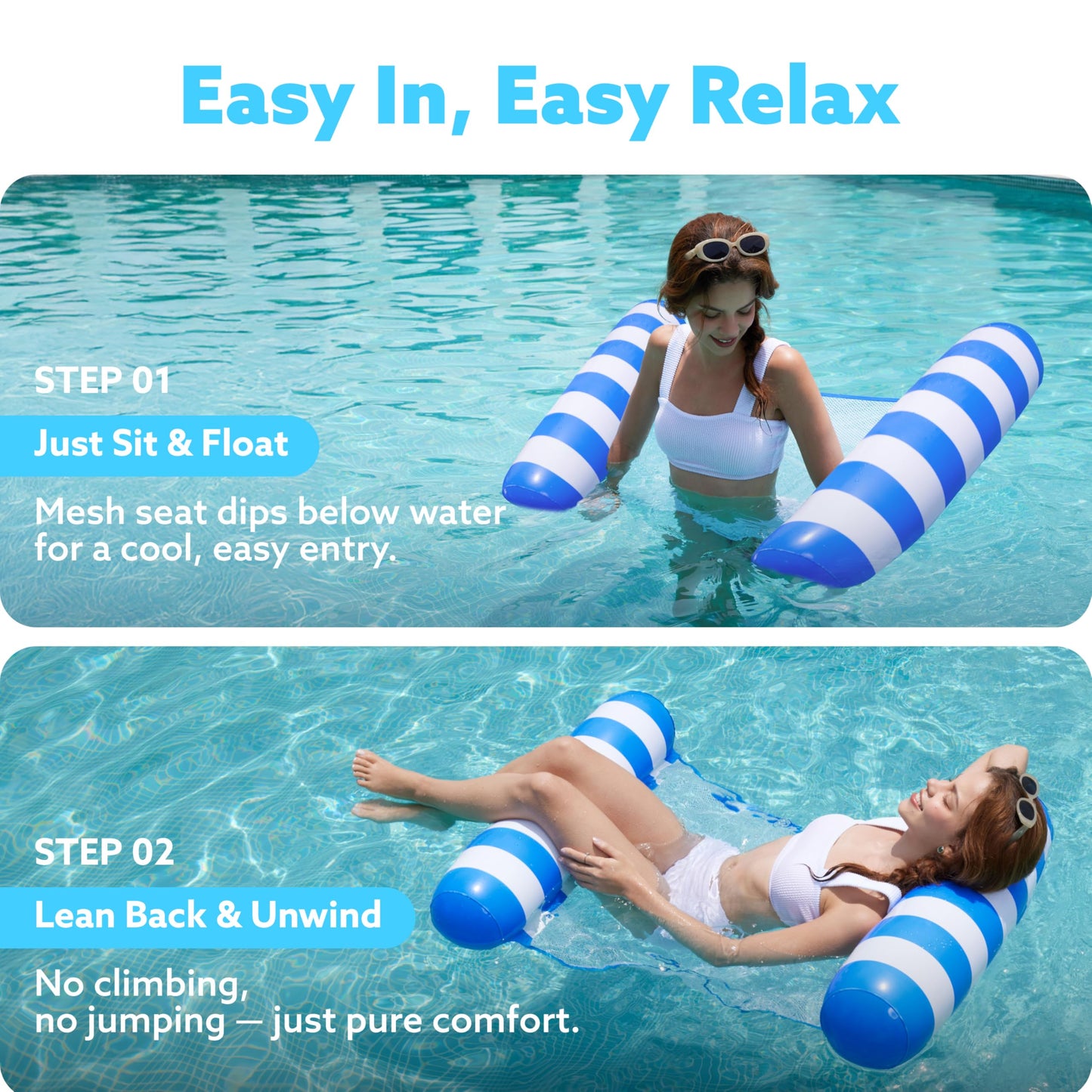 Sloosh2 4-in-1 Pool Float Hammock – Lounge Chair & Drifter (Blue)