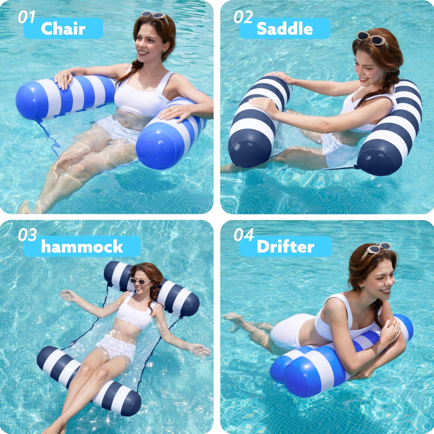 Sloosh2 4-in-1 Pool Float Hammock – Lounge Chair & Drifter (Blue)