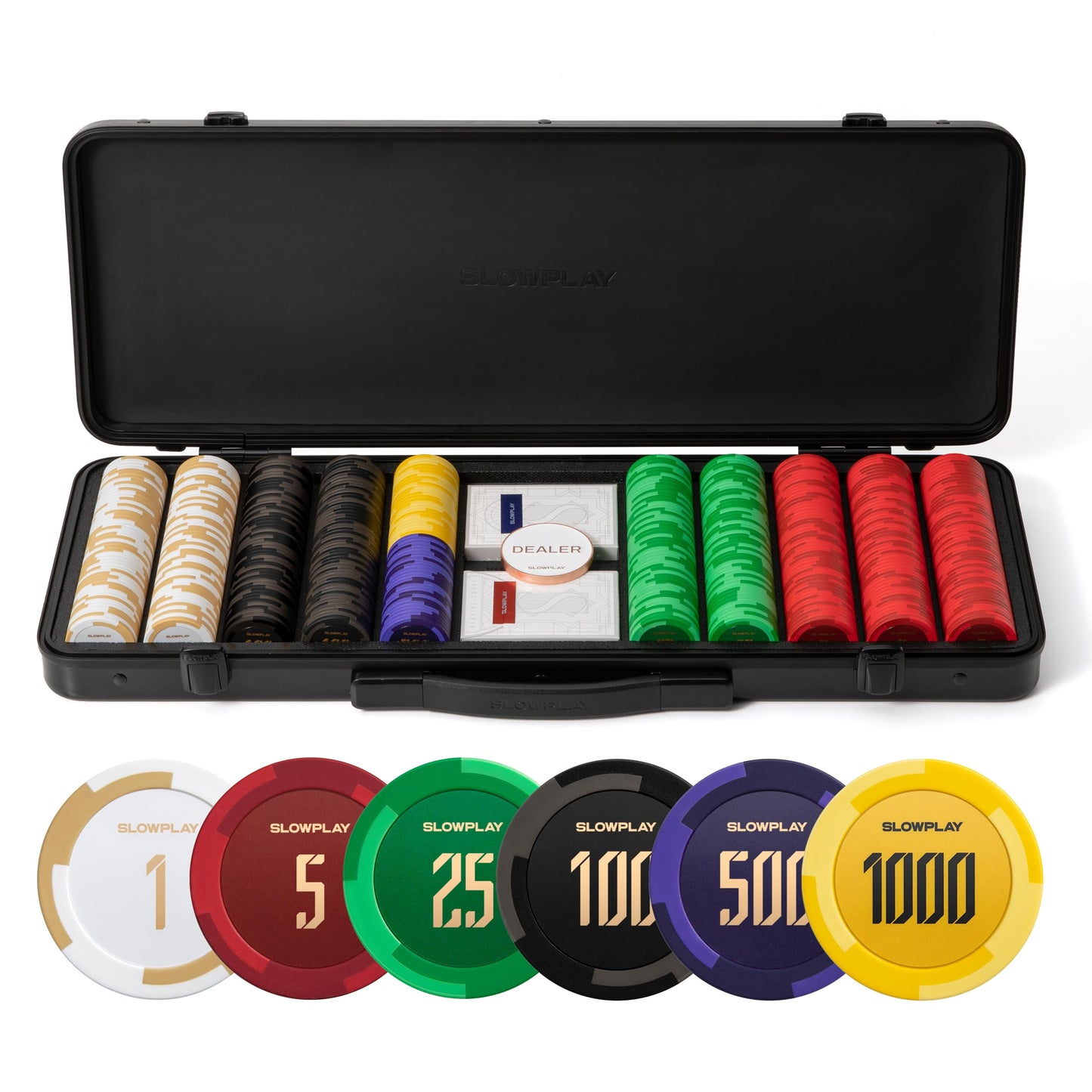 SLOWPLAY Godel 14g Clay Poker Chips Set — 500 PCS with Durable Polycarbonate Case