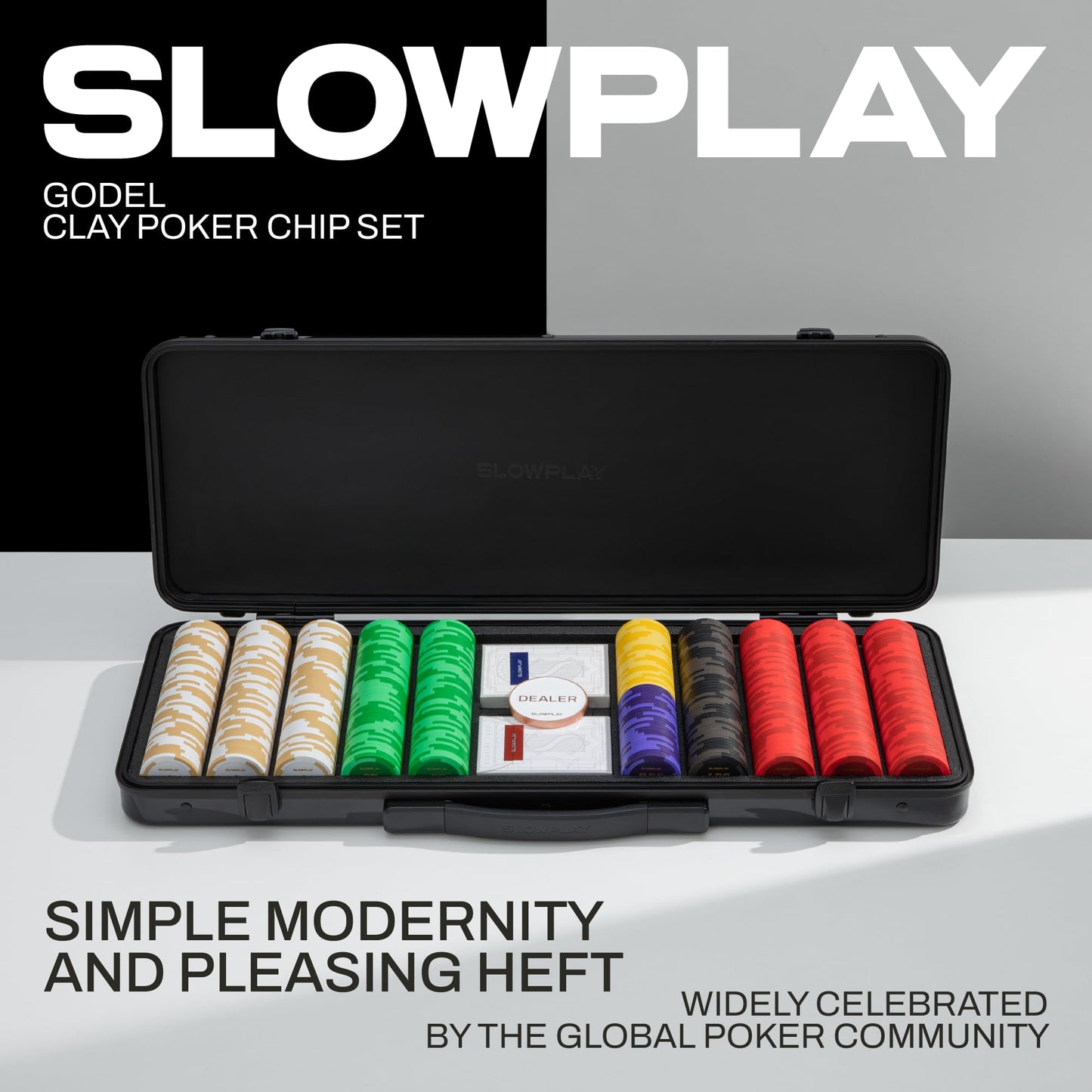 SLOWPLAY Godel 14g Clay Poker Chips Set — 500 PCS with Durable Polycarbonate Case