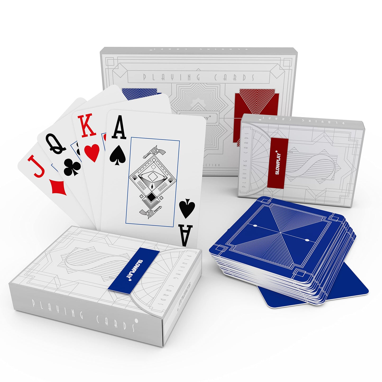 SLOWPLAY 100% Plastic Poker Cards – 2-Deck Set, Jumbo Index, Waterproof & Washable