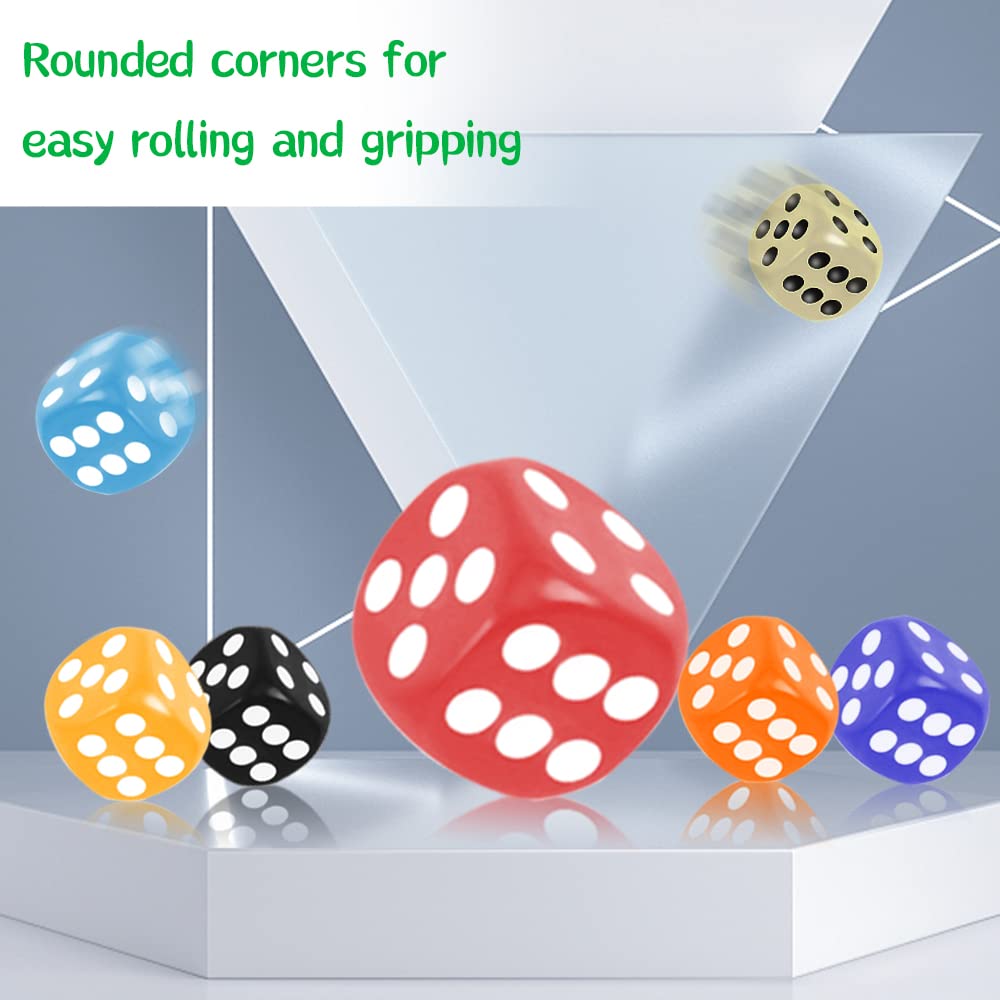 SLSESIN 100-Piece 16mm Dice Set – 10-Color Opaque D6 with Portable Box