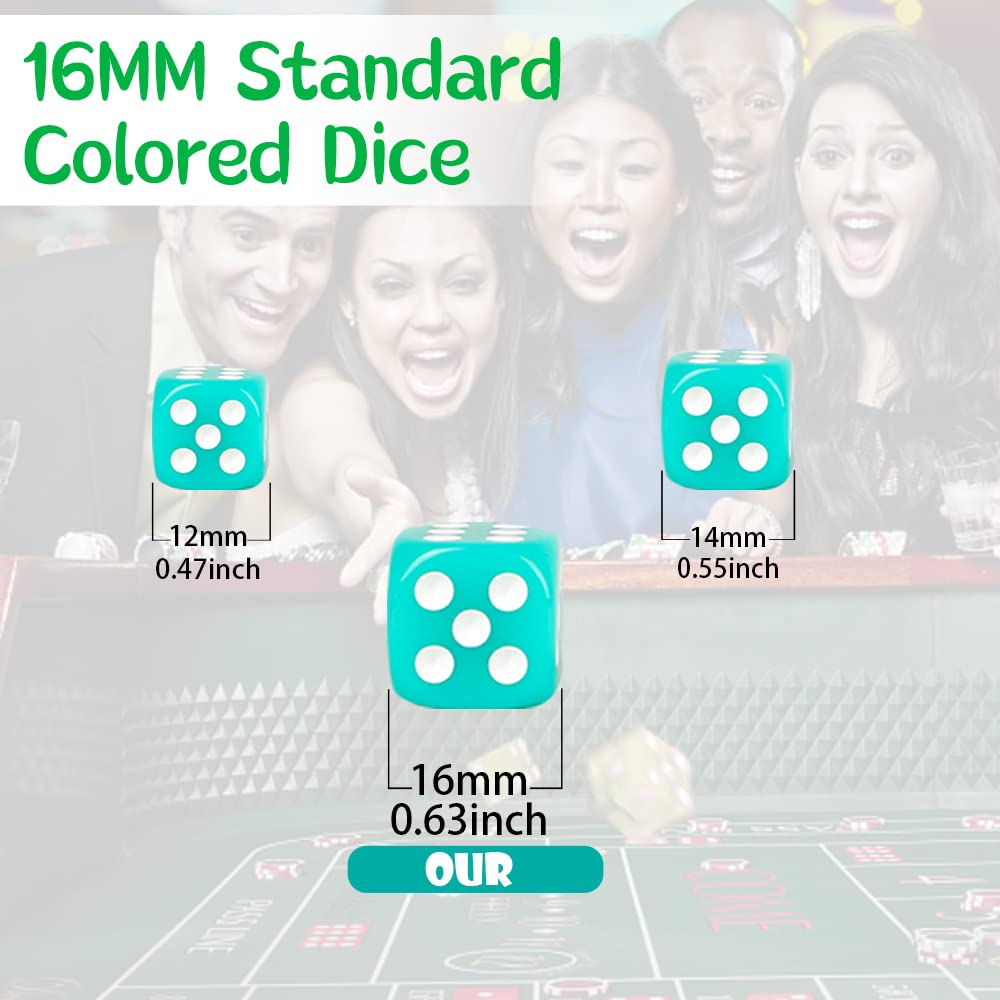 SLSESIN 100-Piece 16mm Dice Set – 10-Color Opaque D6 with Portable Box