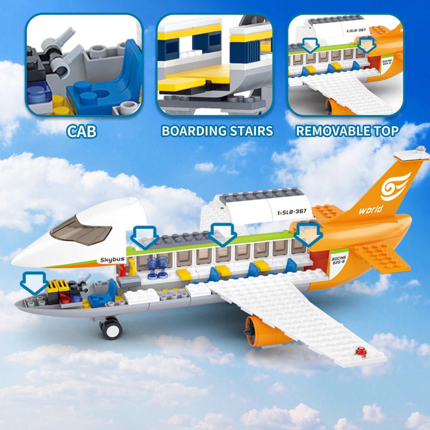 Sluban Airplane Building Set – City Airport Playset with 8 Minifigures