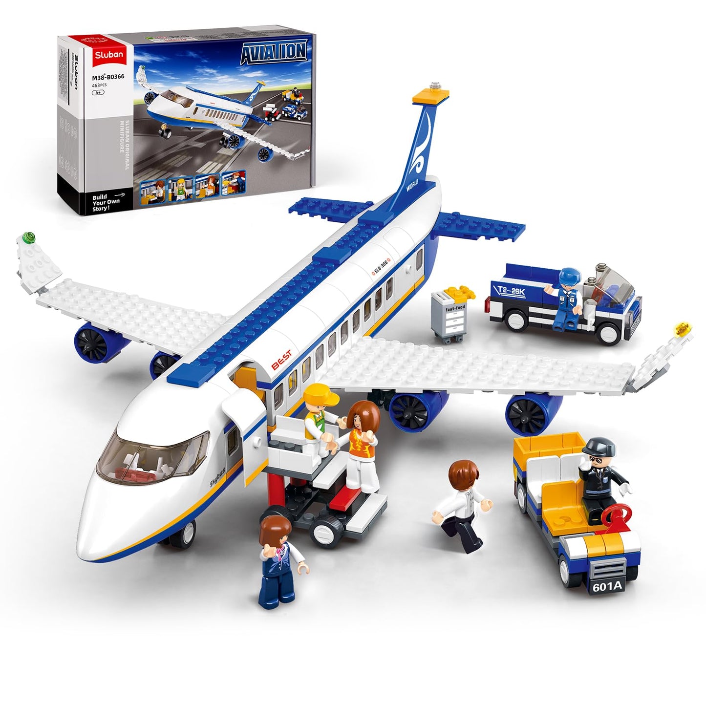 Sluban City Passenger Airplane Building Set – STEM Airport Playset for Kids 6+