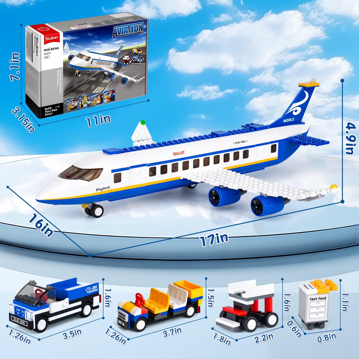 Sluban City Passenger Airplane Building Set – STEM Airport Playset for Kids 6+