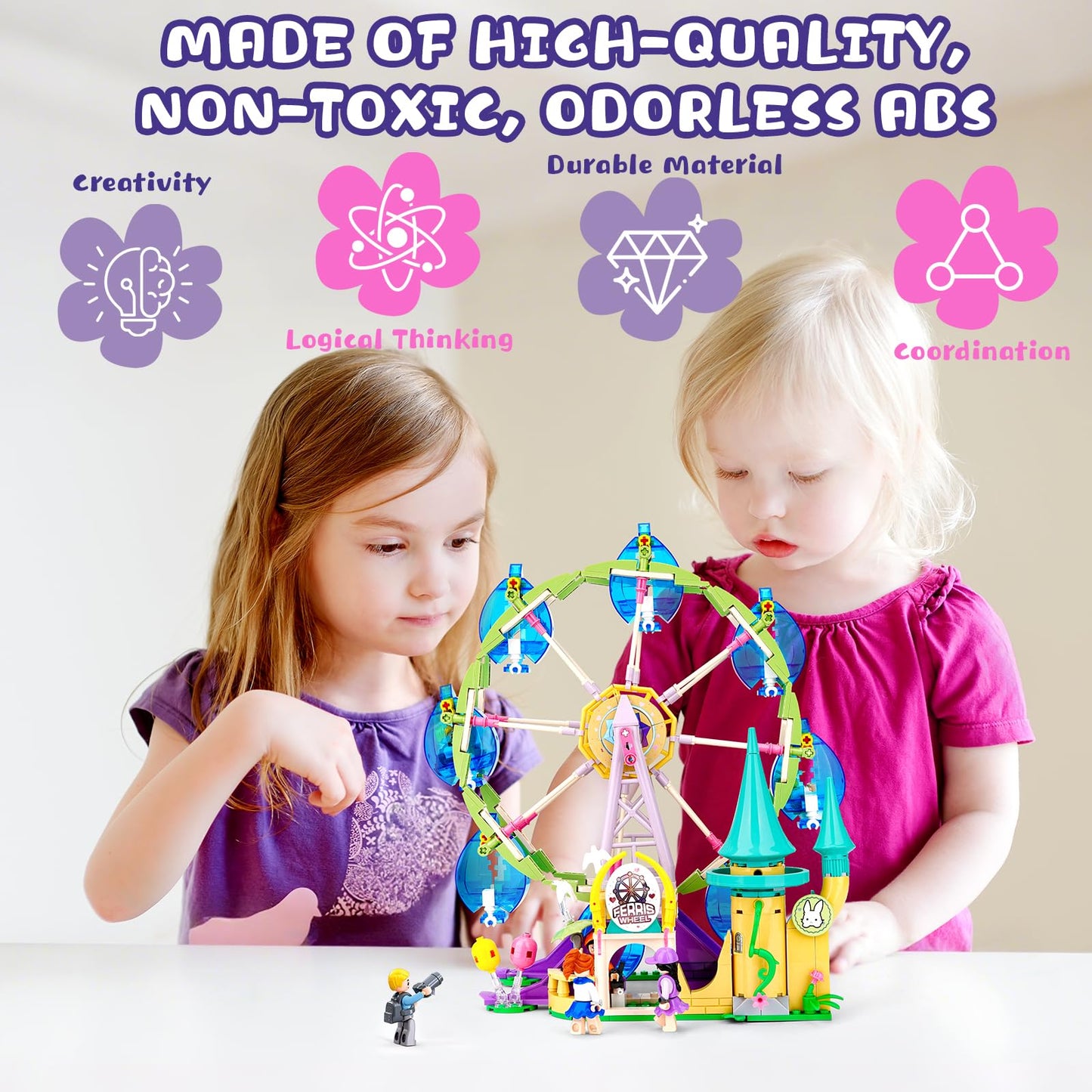 Sluban Amusement Park Ferris Wheel Castle Building Set – STEM Toy for Kids 6-10
