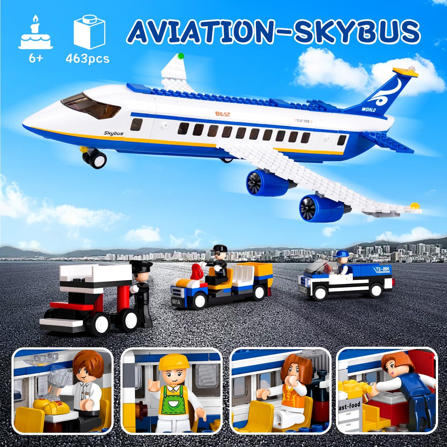 Sluban City Passenger Airplane Building Set – STEM Airport Playset for Kids 6+