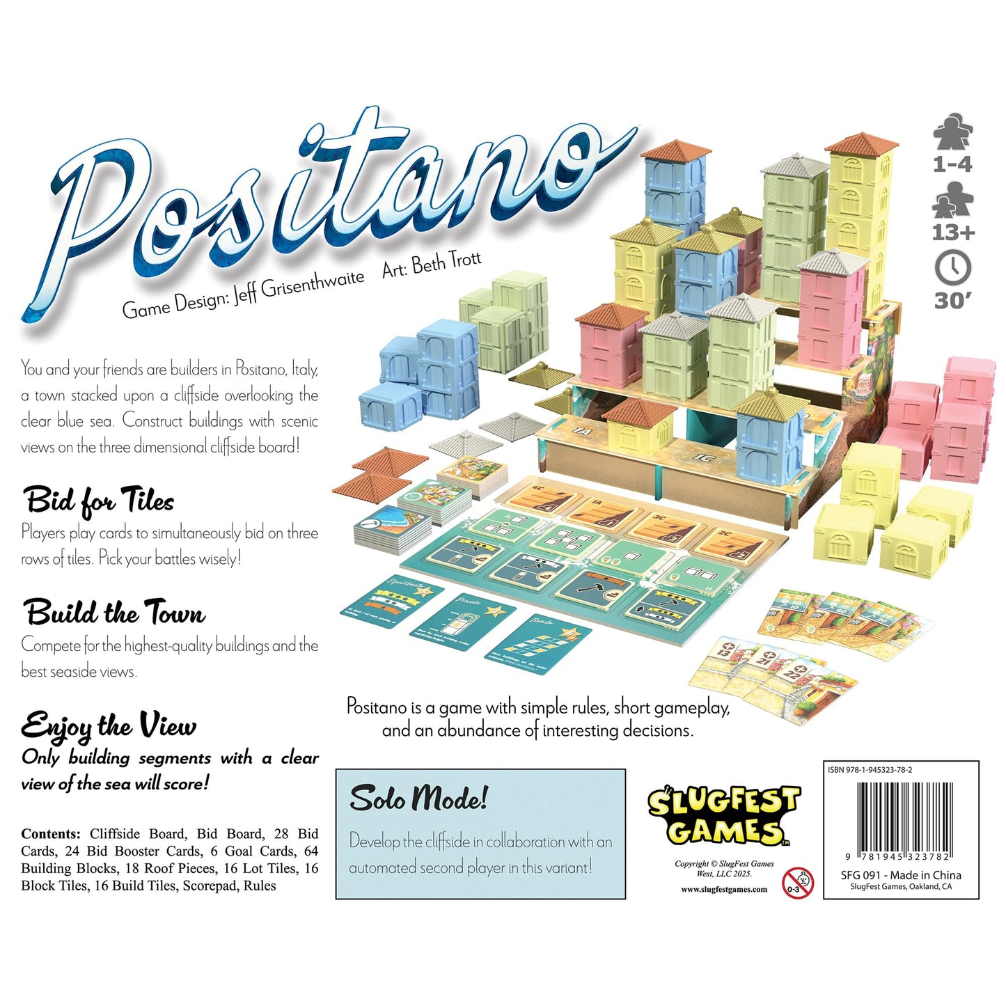SlugFest Positano – Strategy Board Game with 3D Cliffside, Simultaneous Bidding, 1–4 Players