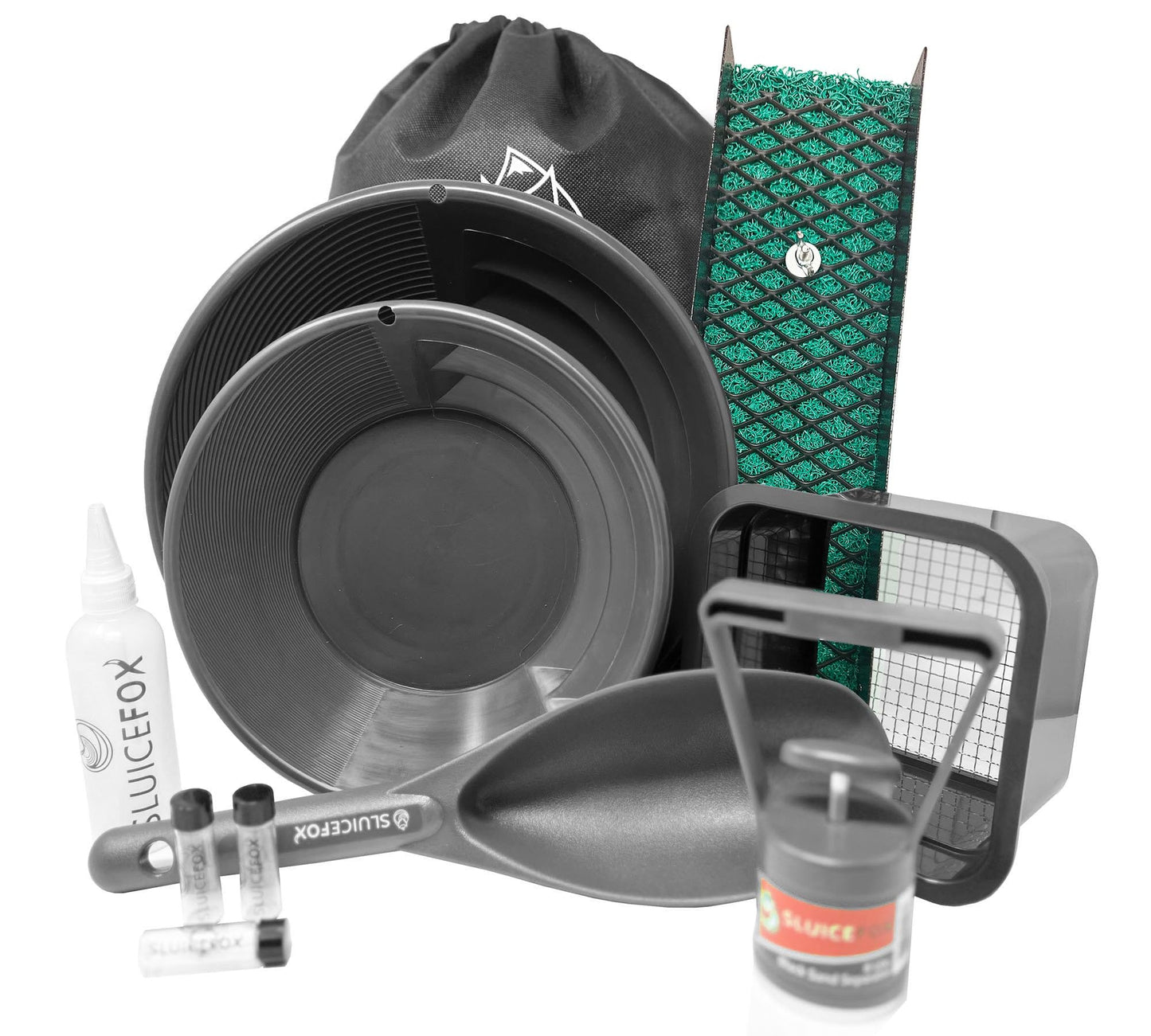 Sluice Fox Compact Gold Prospecting Kit | 12" Pocket Sluice Box with Miner’s Moss & Gold Trap Mat