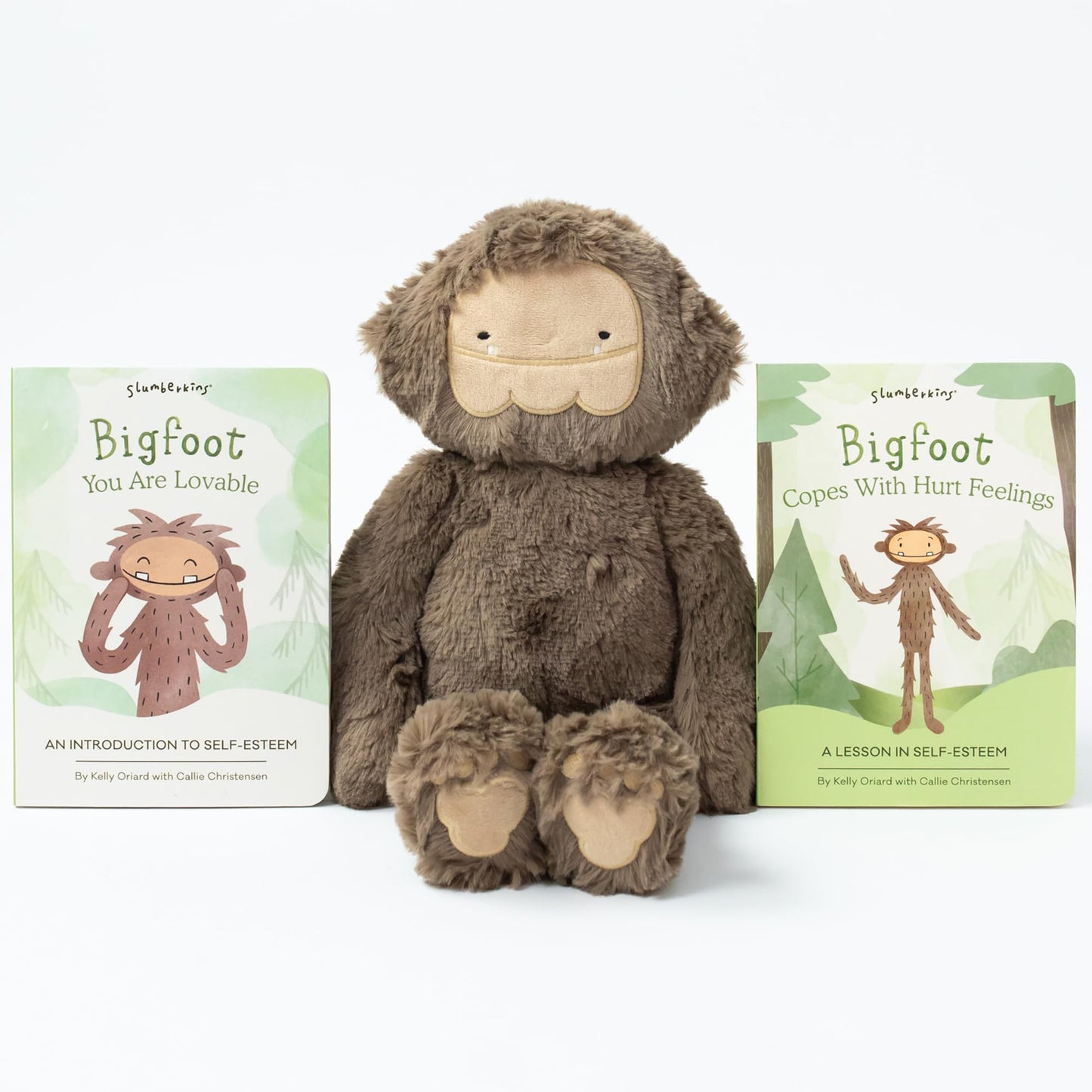 Slumberkins 14-inch Bigfoot Kin Plush + 2 Board Books Bundle | Soft Plush Toy for Ages 0+ | Supports Self-Esteem & Positive Relationships