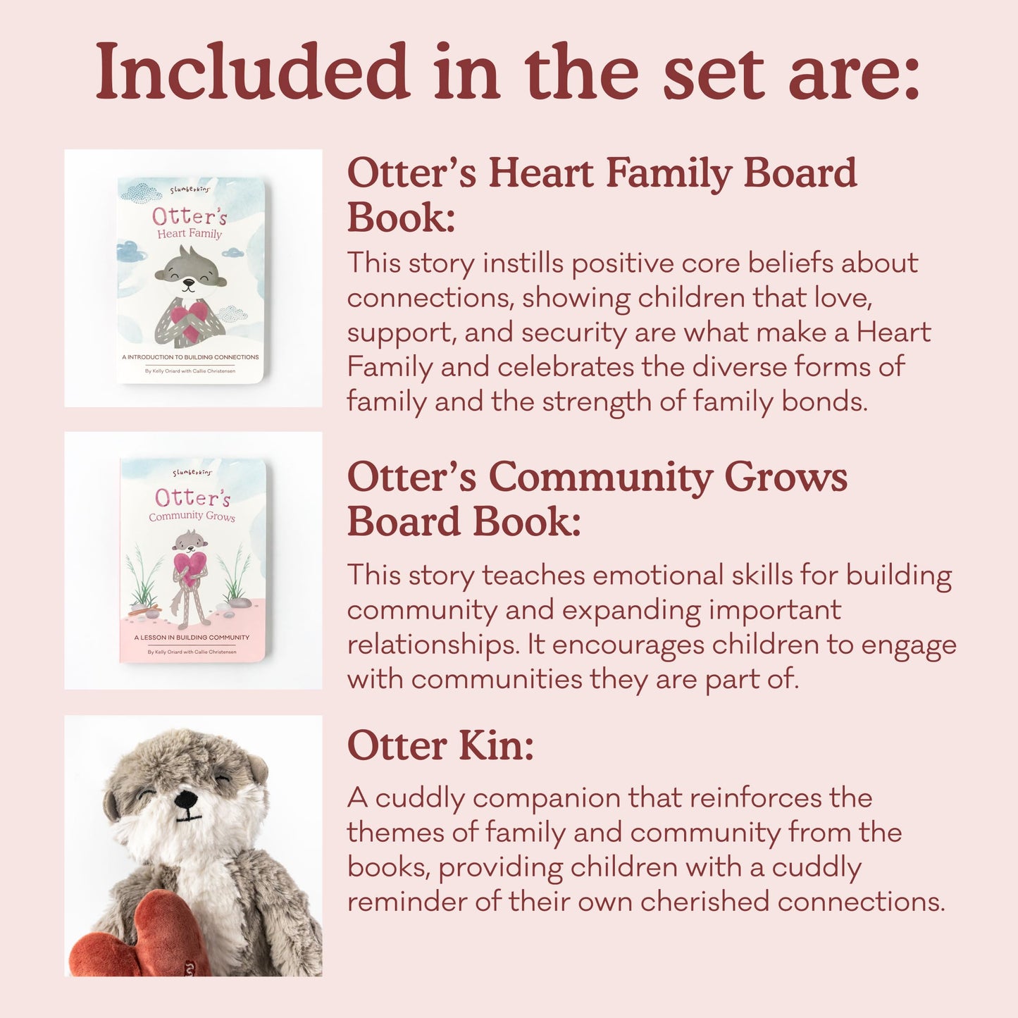 Slumberkins 14" Otter Kin & 2 Board Books Bundle | Family Bonding & Social-Emotional Learning (Ages 0+)