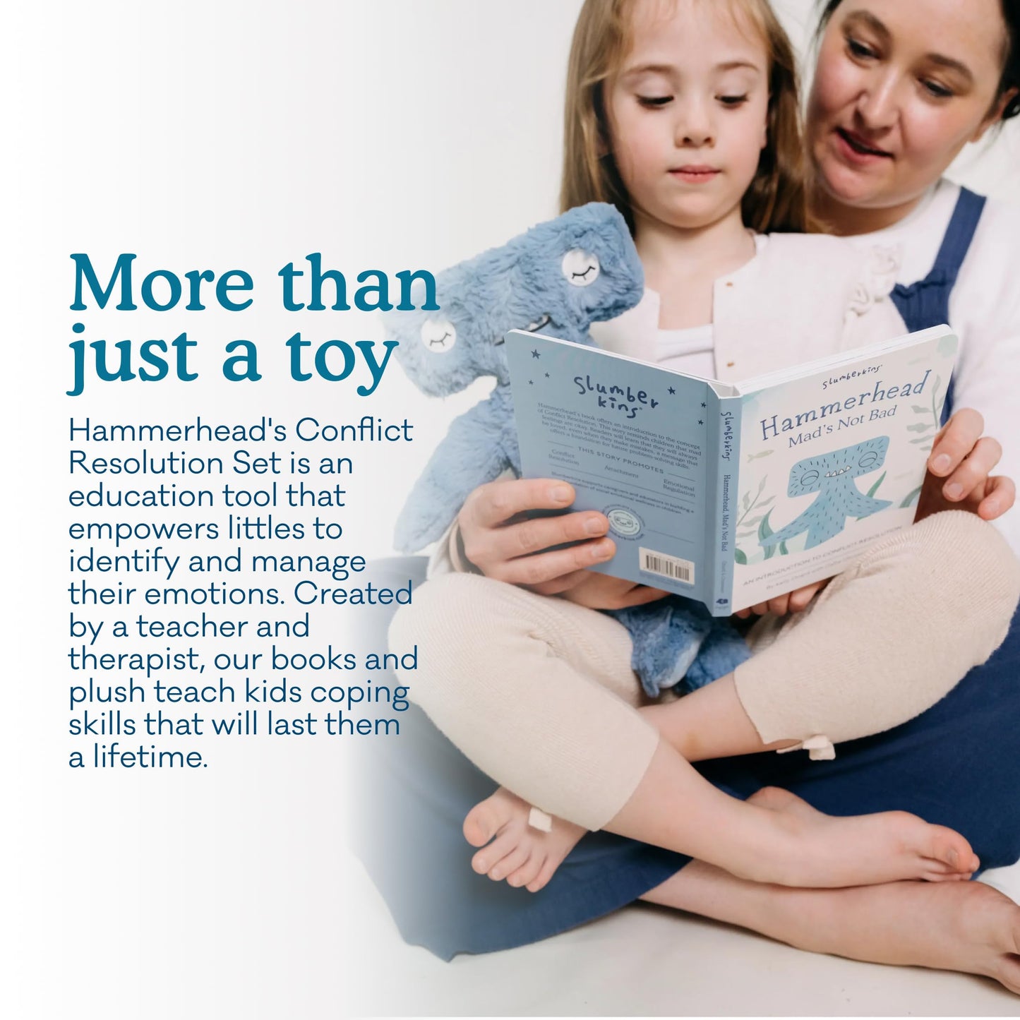 Slumberkins Hammerhead Kin & 2 Board Books Bundle – Social Skills & Conflict Resolution