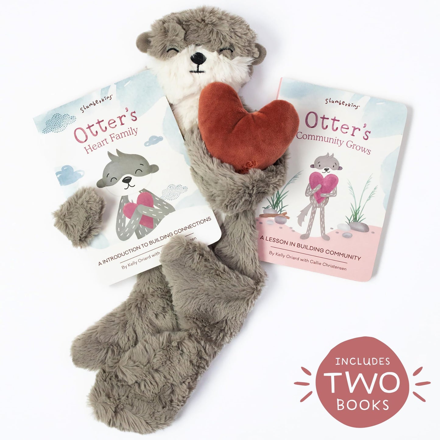 Slumberkins Otter Snuggler & 2 Board Books Bundle | Family Bonding & SEL
