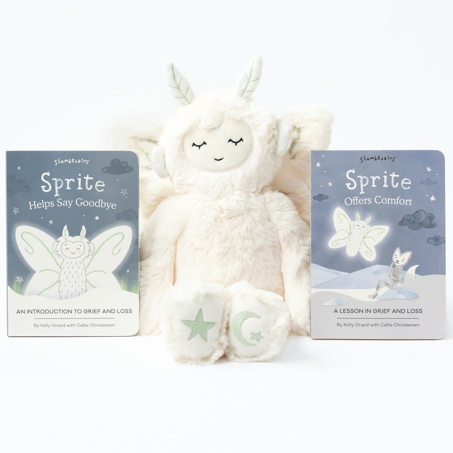 Slumberkins Sprite Kin 14\" Plush Bundle + 2 Board Books | Grief, Acceptance & Resilience for Ages 0+