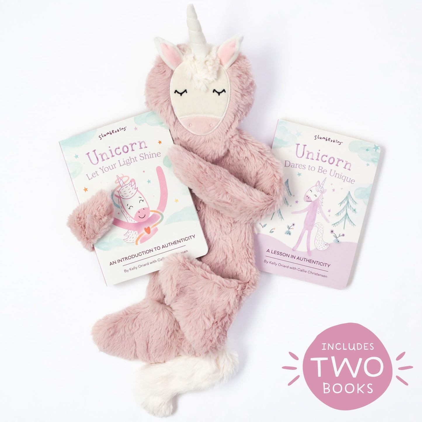 Slumberkins Unicorn Snuggler + 2 Board Books Bundle – Authenticity, Confidence & Healthy Friendships (Ages 0+)
