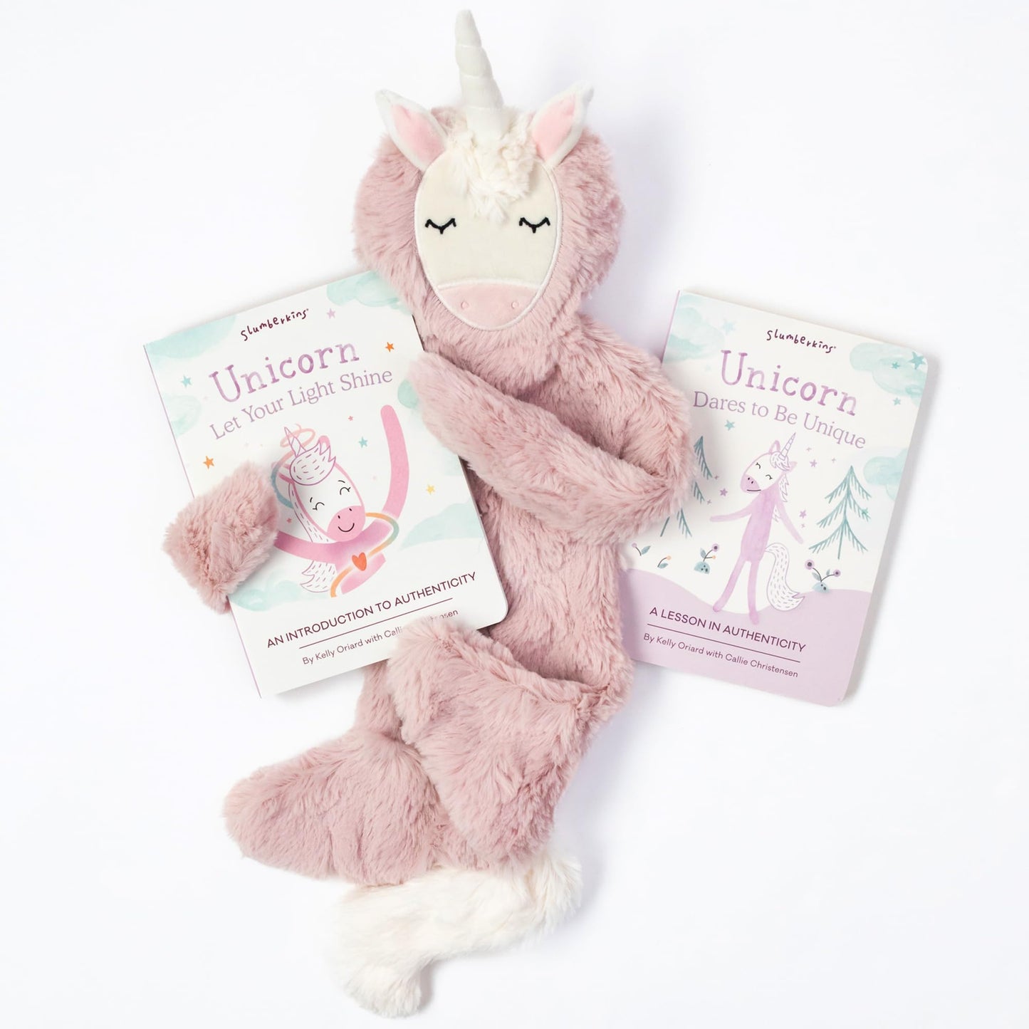 Slumberkins Unicorn Snuggler + 2 Board Books Bundle – Authenticity, Confidence & Healthy Friendships (Ages 0+)