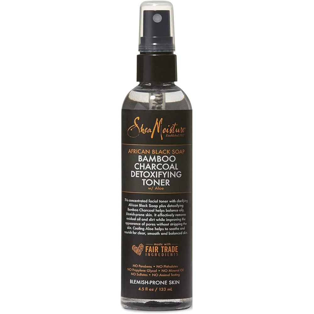 Shea Moisture African Black Soap Bamboo Charcoal Detoxifying Toner 4.5 oz / 133 ml - For Oily & Blemish-Prone Skin