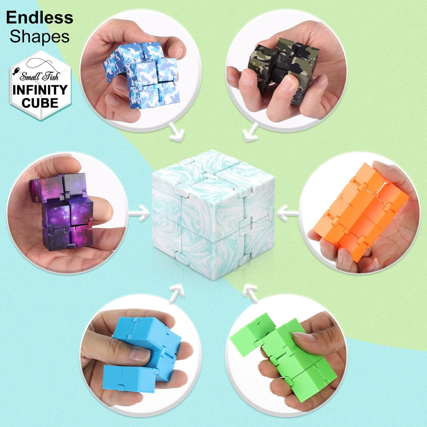 SMALL FISH Infinity Cube Sensory Fidget Toy – Portable One-Handed Stress Relief & Focus Tool
