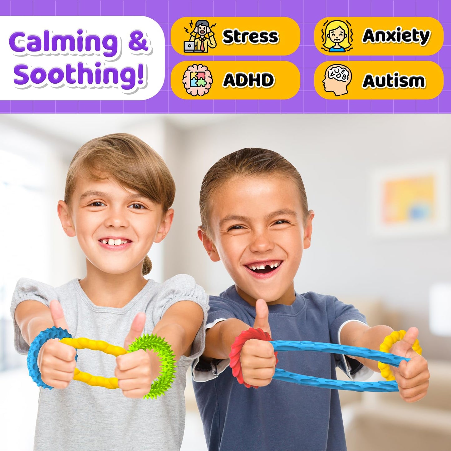 SMALL FISH 4-Pack Sensory Fidget Bracelets – Calming, Stretchy Texture Toys