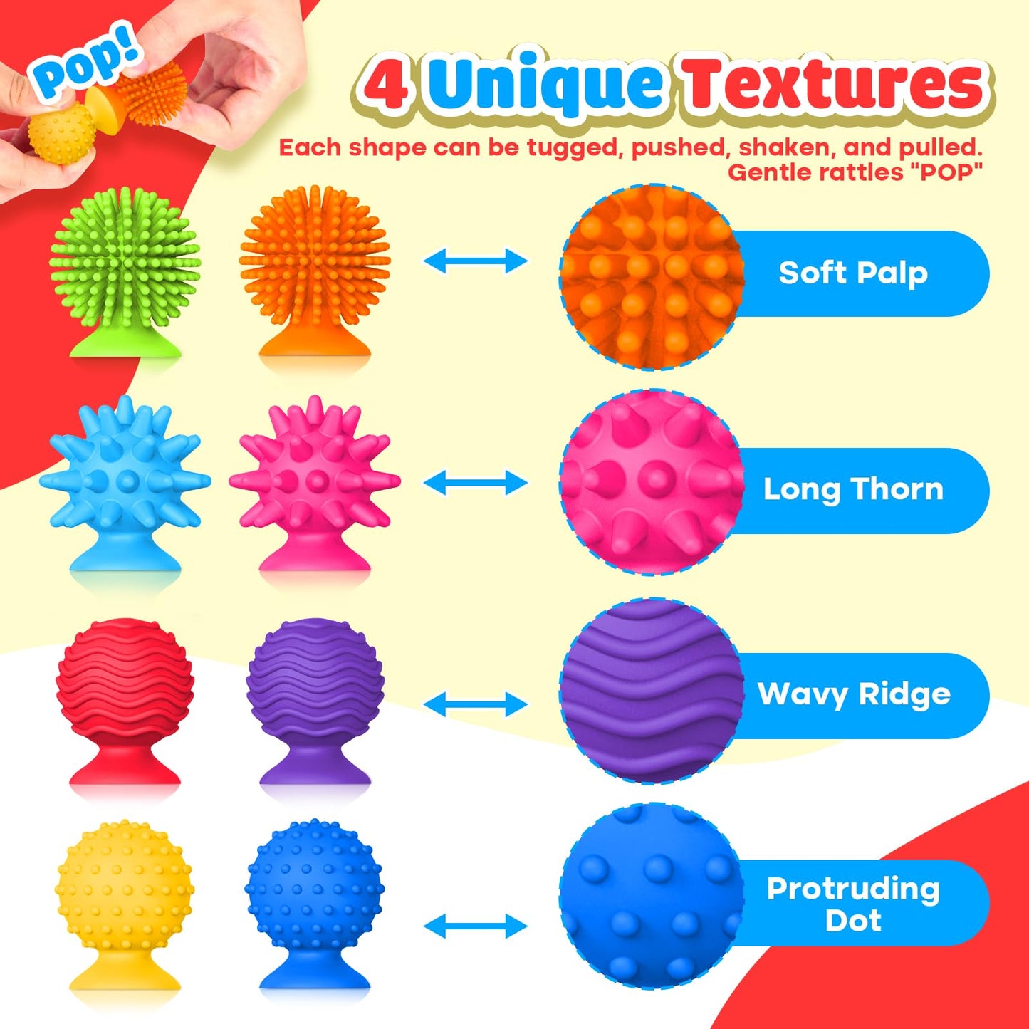 Small Fish: 8-Pack Textured Suction Cup Fidget Toys for Sensory Play