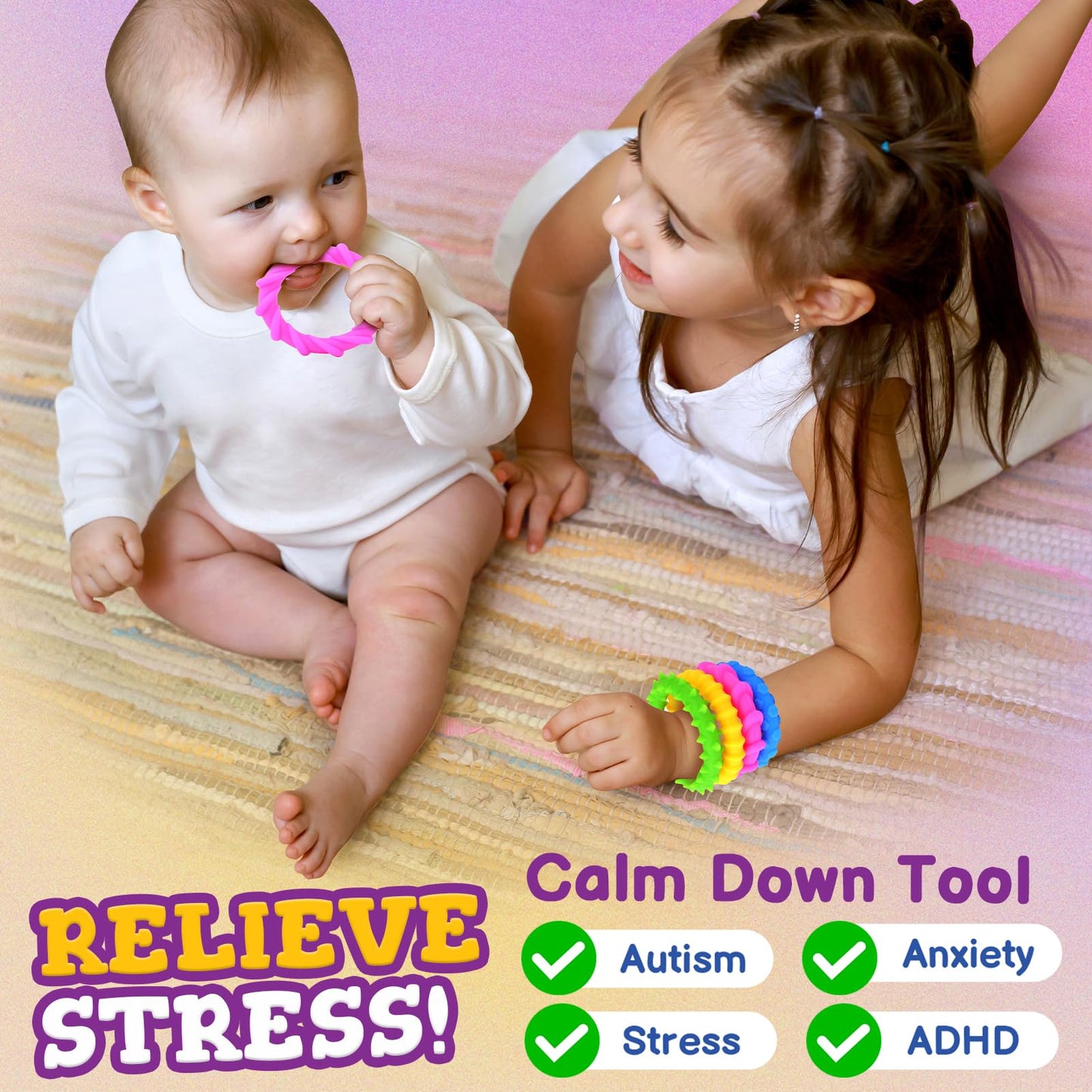 Small Fish Sensory Fidget Toys 4-Pack – Chewable Texture Bracelets for Calm Focus & Quiet Fun
