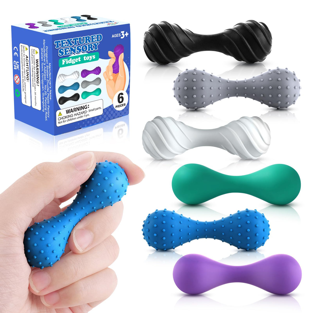 Small Fish 6-Pack Sensory Stone Fidget Toys for Focus & Calm
