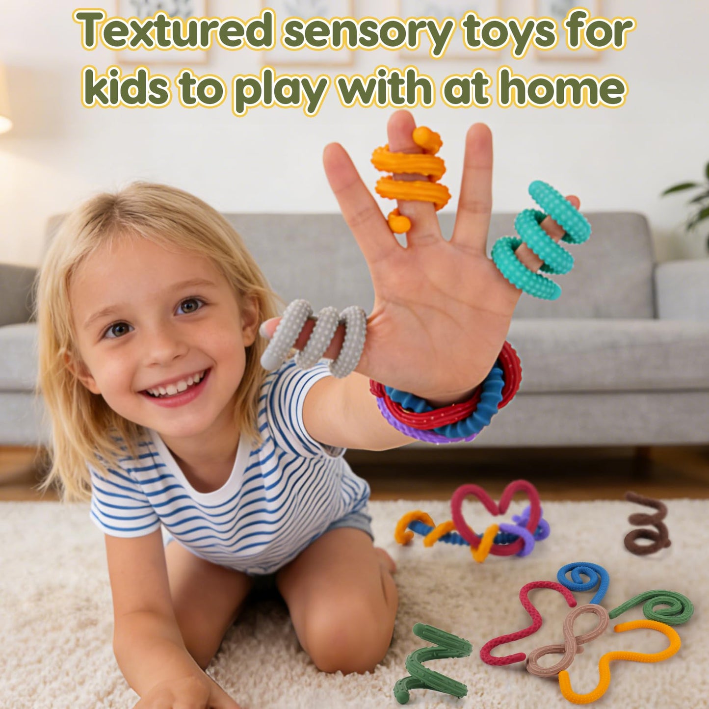 Small Fish Sensory Fidget Toys: Textured Silicone Sticks 6-Pack