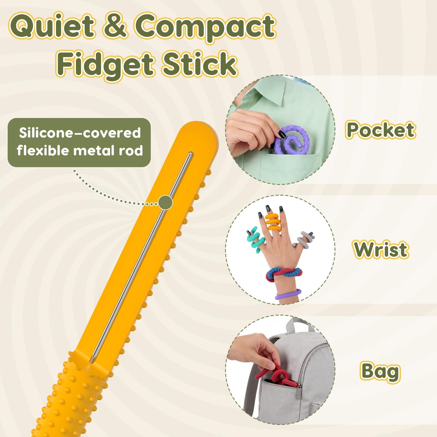Small Fish Sensory Fidget Toys: Textured Silicone Sticks 6-Pack