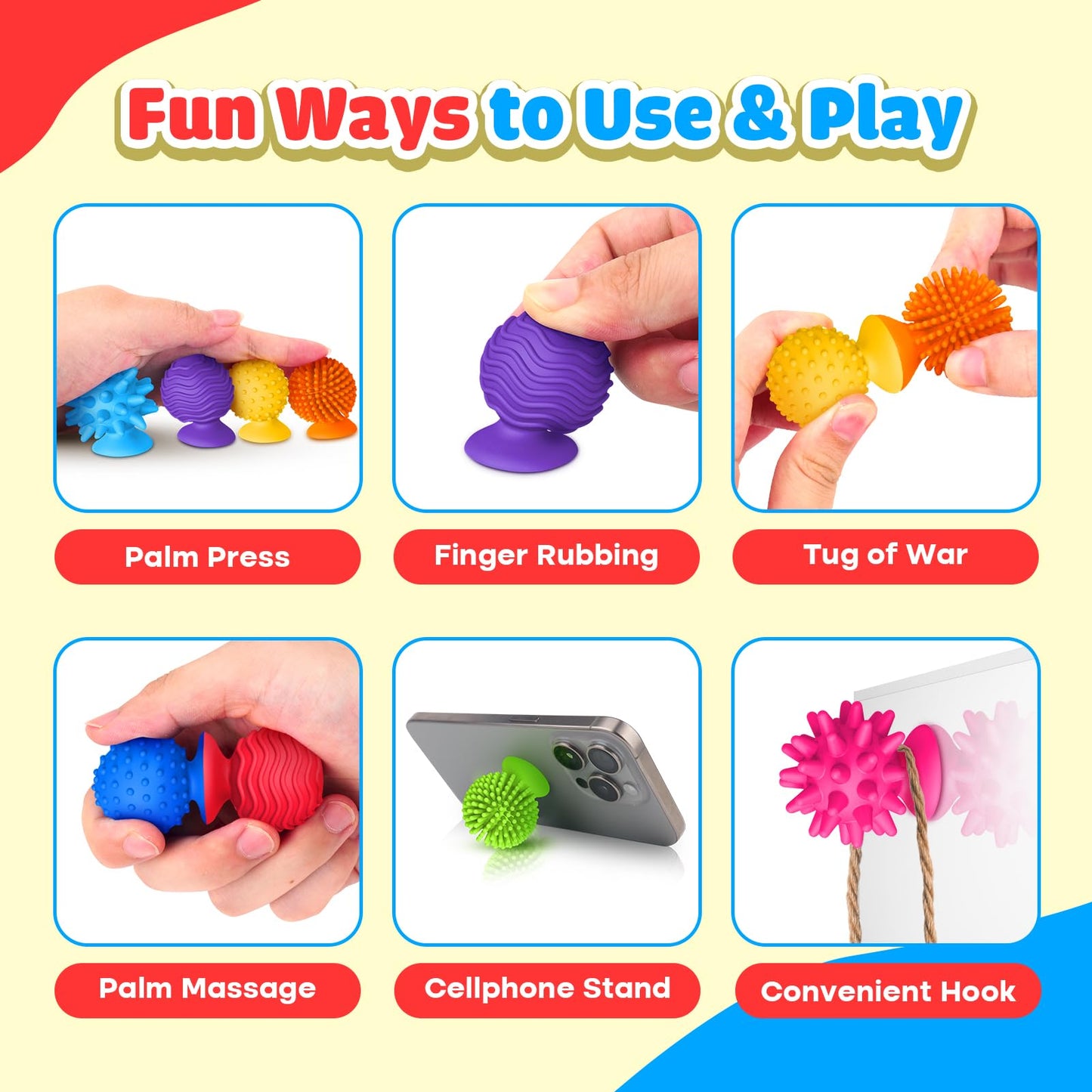 Small Fish: 8-Pack Textured Suction Cup Fidget Toys for Sensory Play