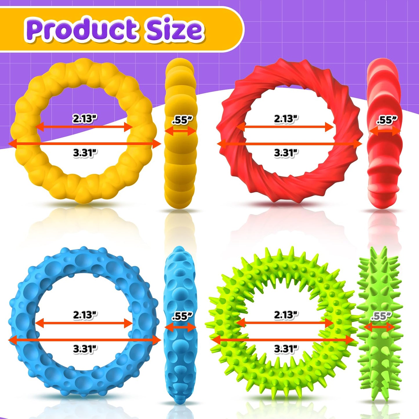 SMALL FISH 4-Pack Sensory Fidget Bracelets – Calming, Stretchy Texture Toys