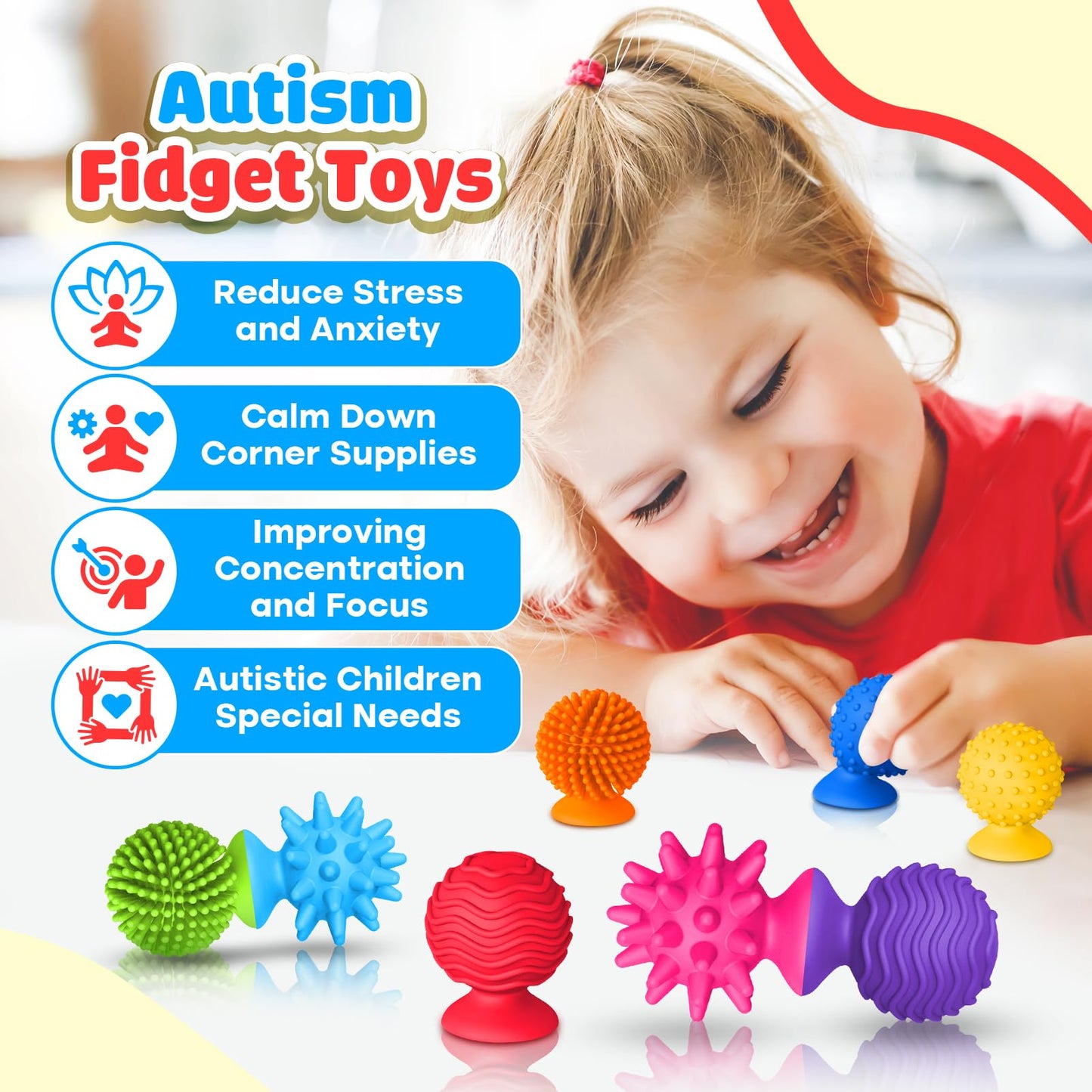 Small Fish: 8-Pack Textured Suction Cup Fidget Toys for Sensory Play