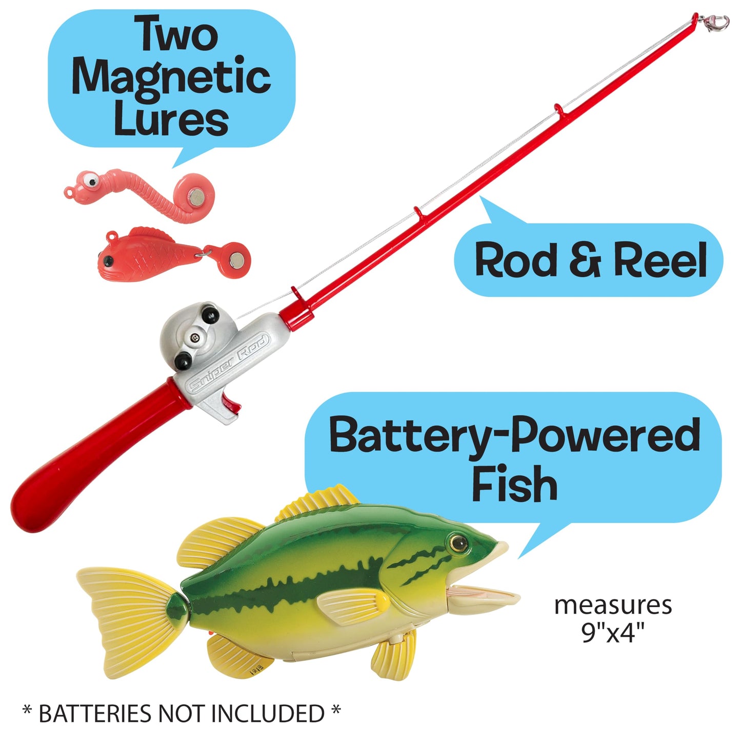 Small World Toys Catch of the Day Bass Magnetic Fishing Game – Bath & Travel Fun for Kids 3+