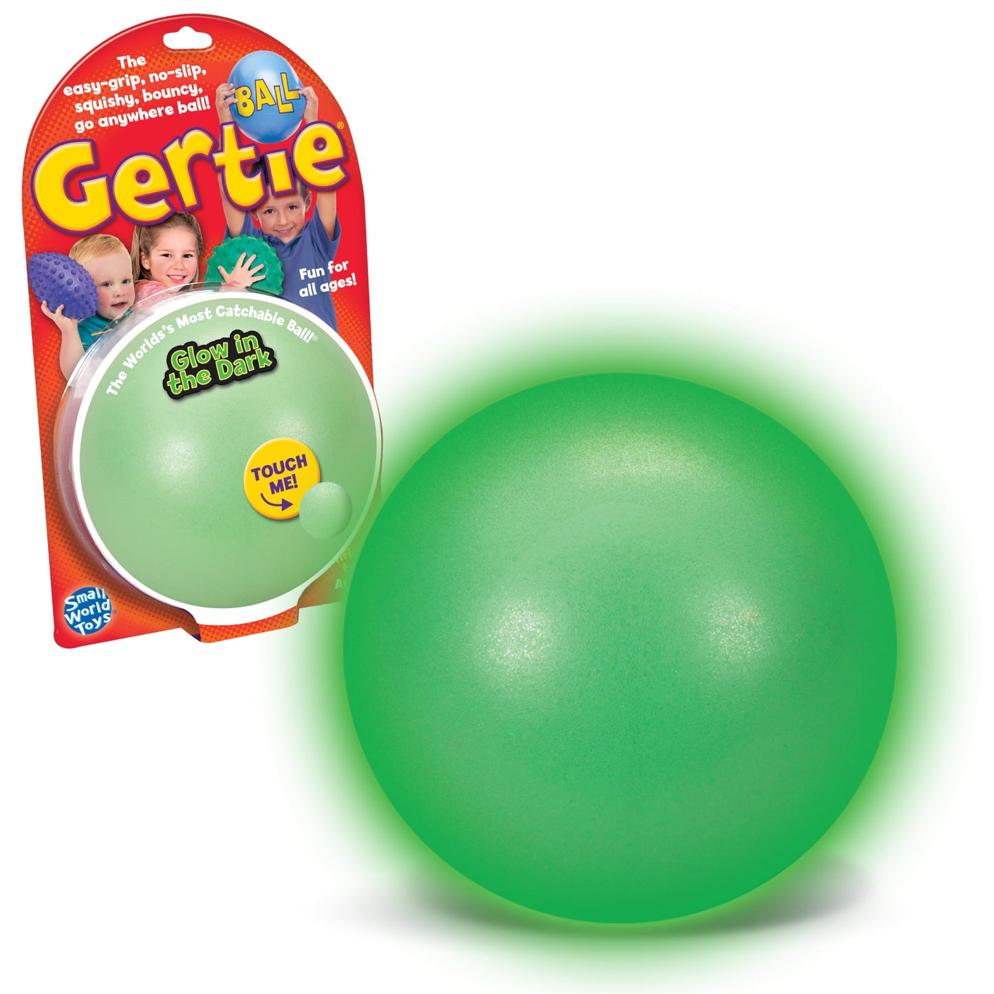 Small World Toys Gertie Glow-in-the-Dark Handball - 9-inch Inflatable Sensory Ball for Kids 3+