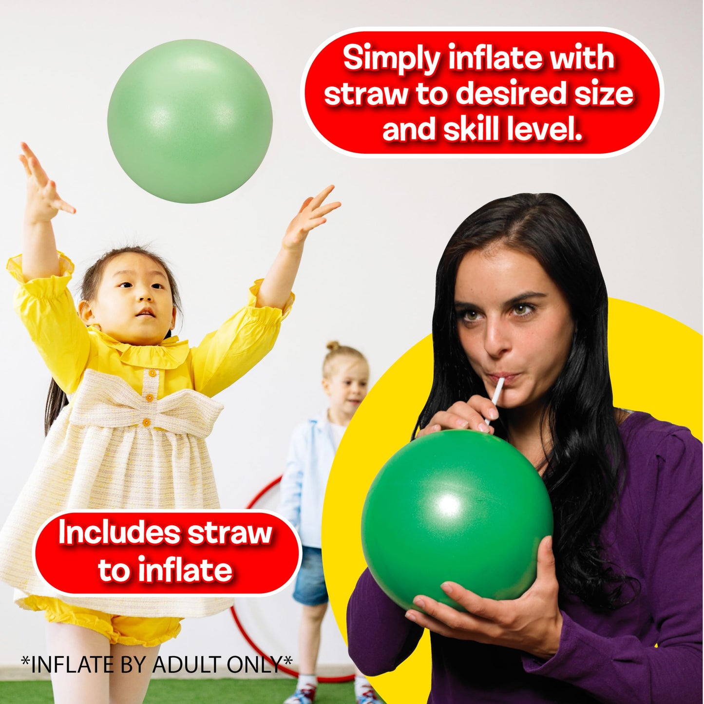 Small World Toys Gertie Glow-in-the-Dark Handball - 9-inch Inflatable Sensory Ball for Kids 3+