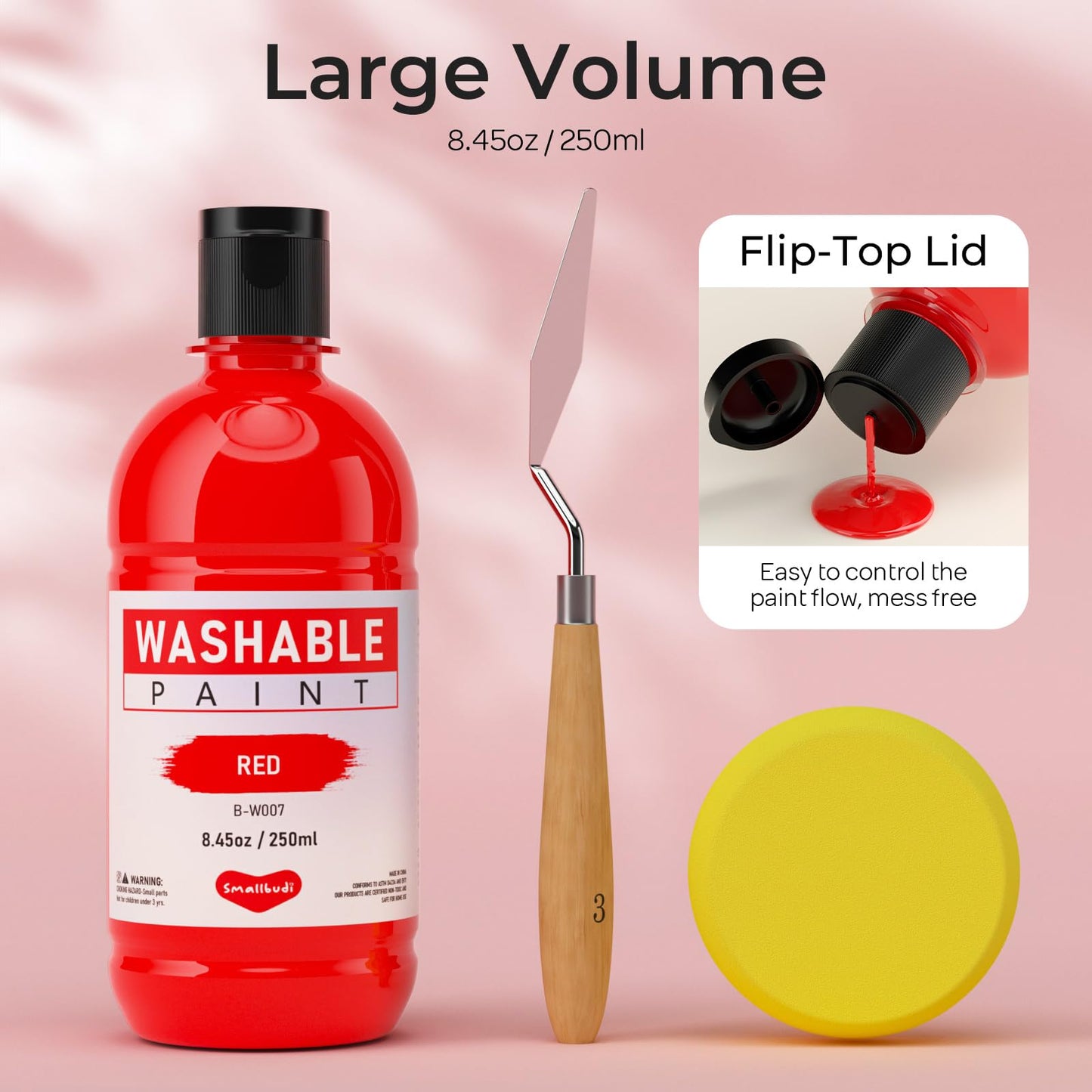 Smallbudi 8-Color Large Washable Tempera Paint Set – 250ml, Non-Toxic Kids Art Supplies