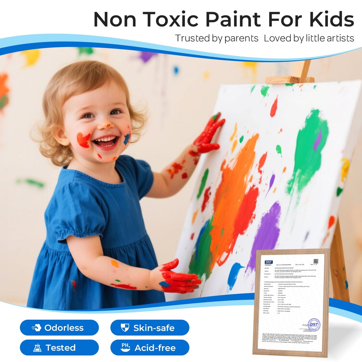 Smallbudi 8-Color Large Washable Tempera Paint Set – 250ml, Non-Toxic Kids Art Supplies