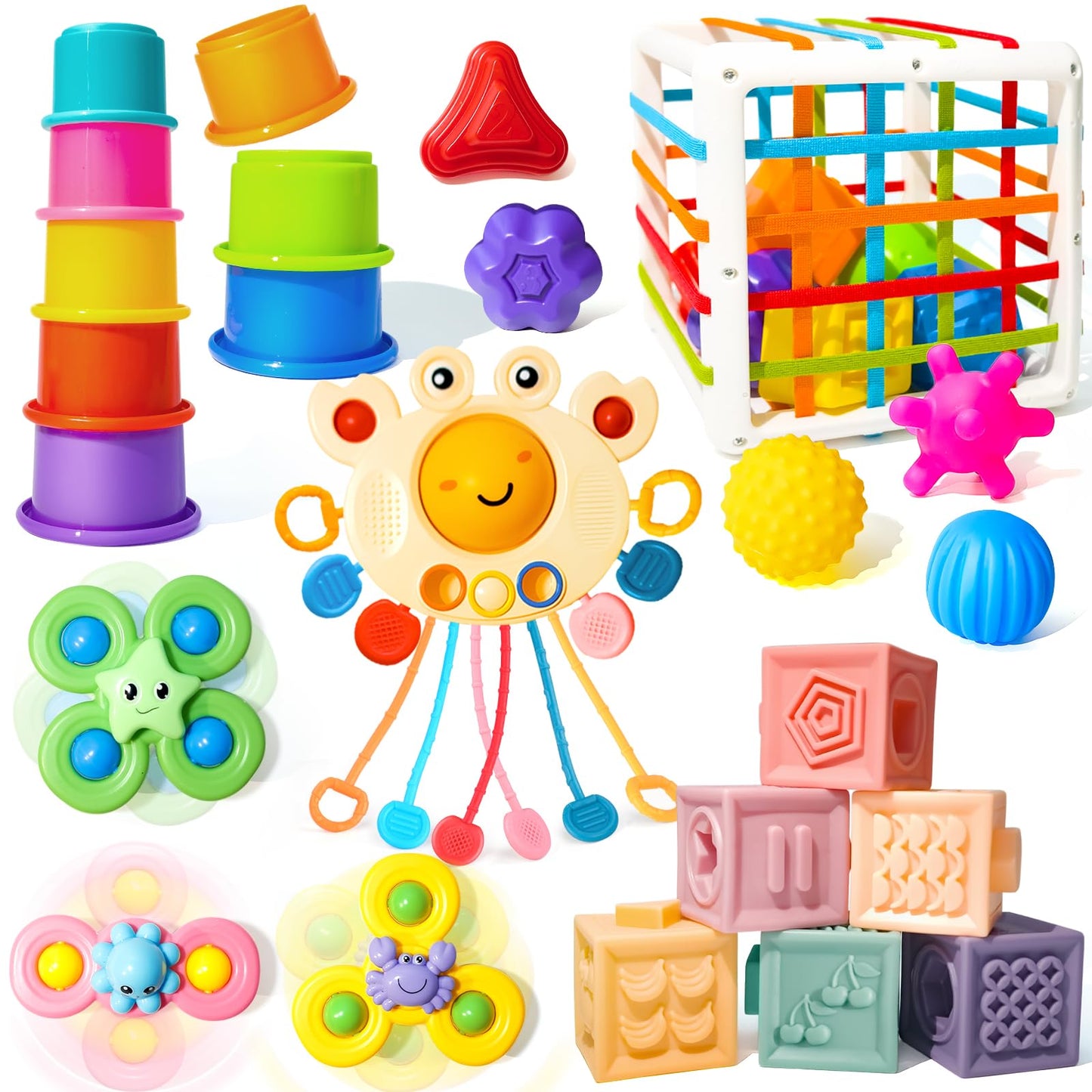 Smallzi Montessori Toys for Babies 0-12 Months — 6-in-1 Sensory Playset
