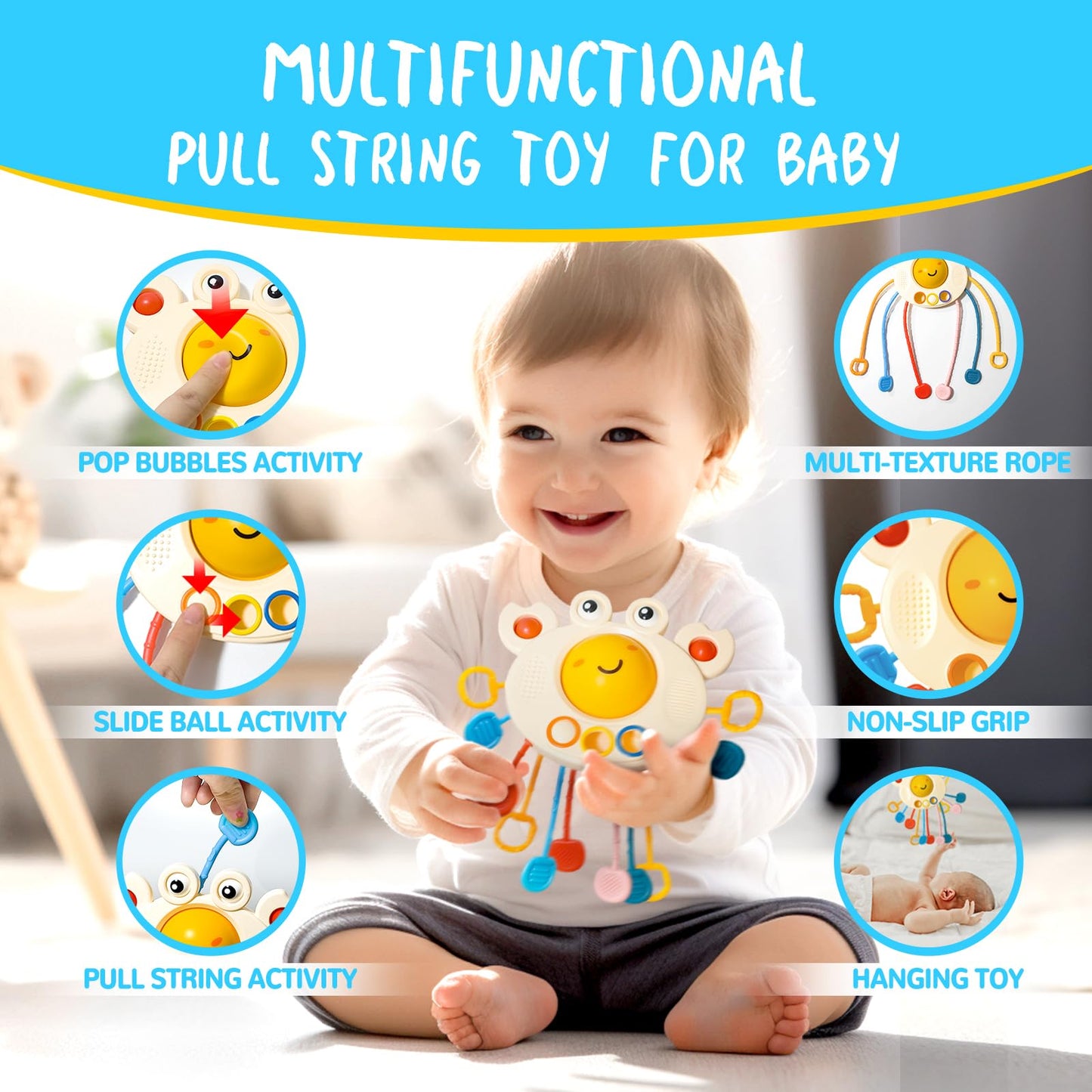 Smallzi Montessori Toys for Babies 0-12 Months — 6-in-1 Sensory Playset