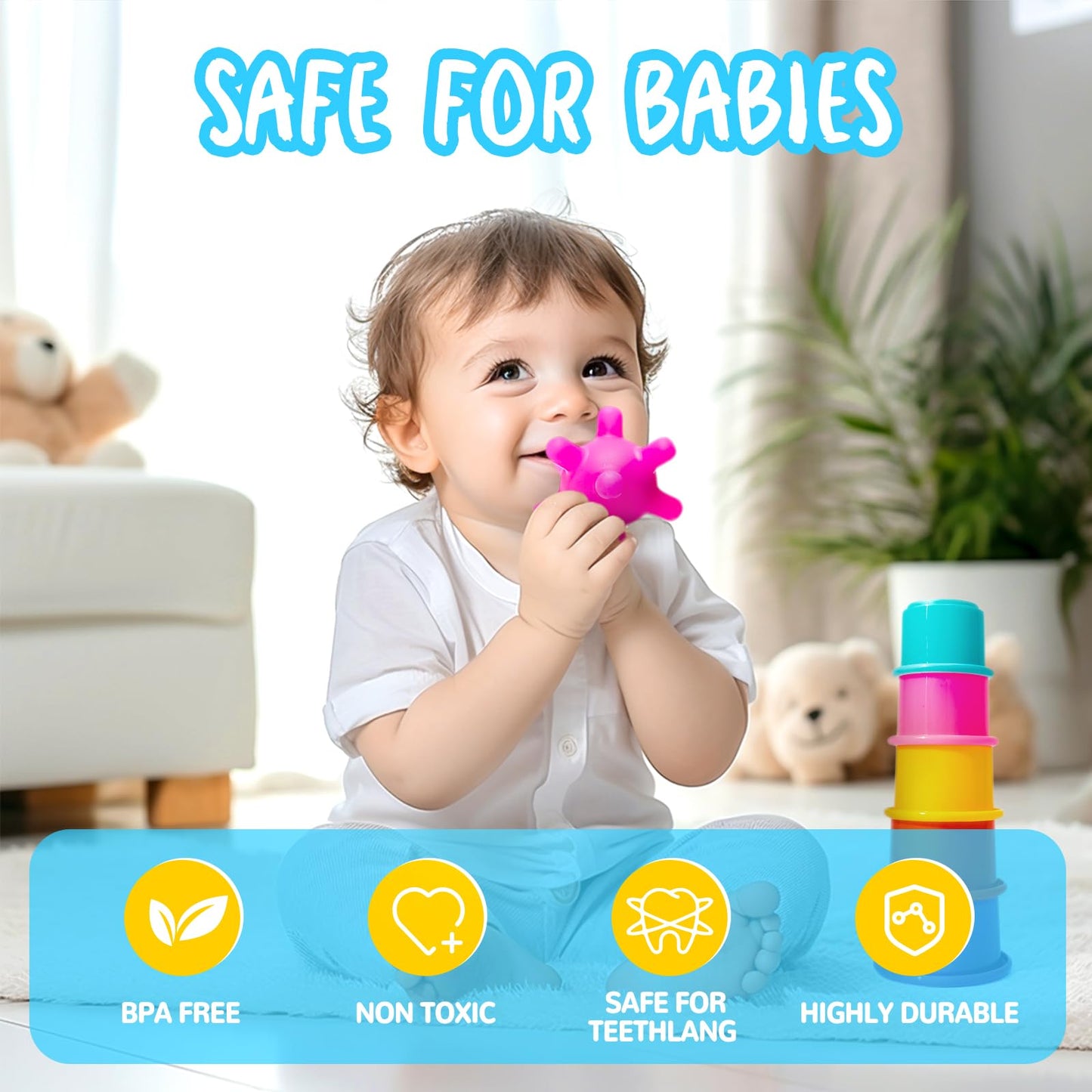 Smallzi Montessori Toys for Babies 0-12 Months — 6-in-1 Sensory Playset